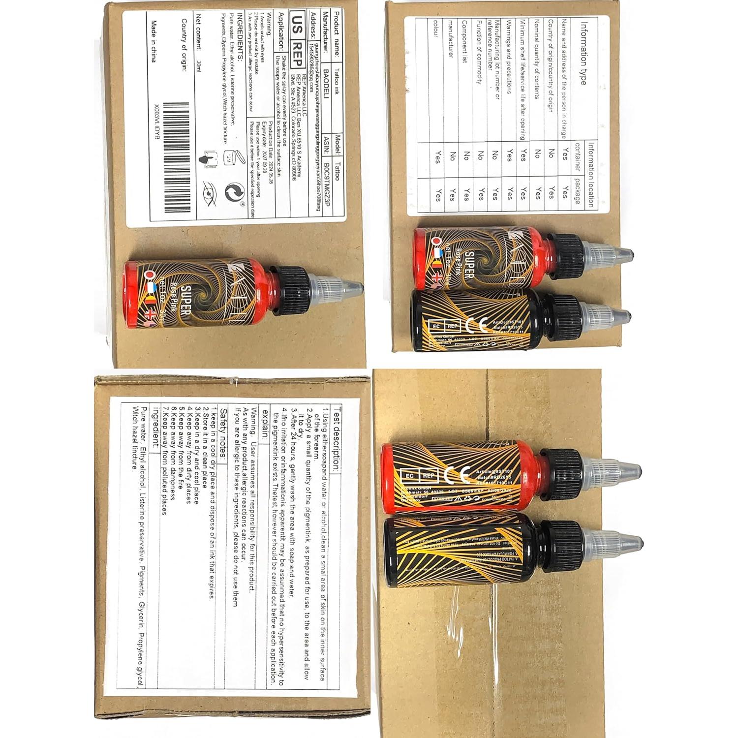 Set de Tinta para Tatuajes BAODELI 14 Colores 30ml