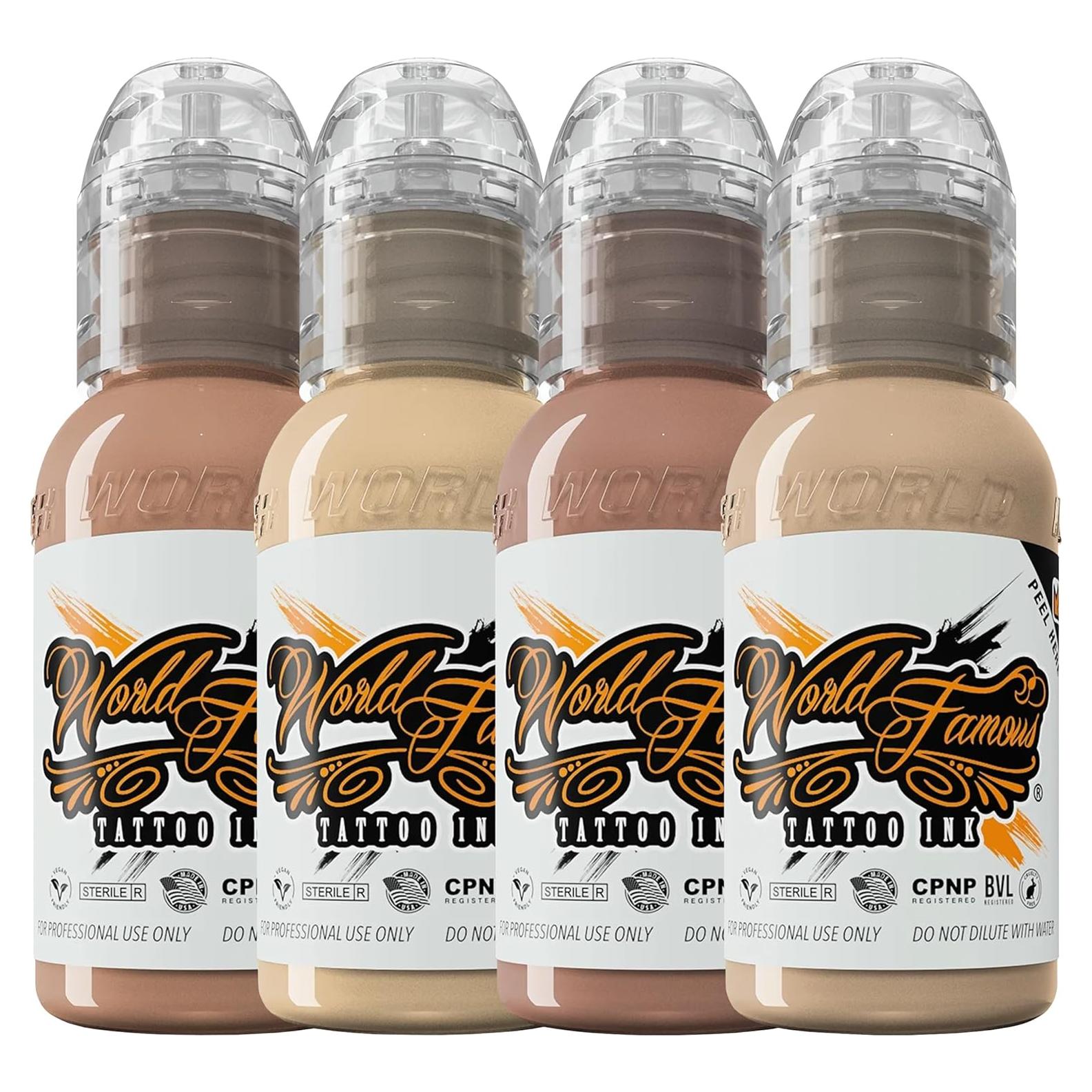 World Famous Tattoo Ink Skintone 4 Count Set, (1 fl oz Each)