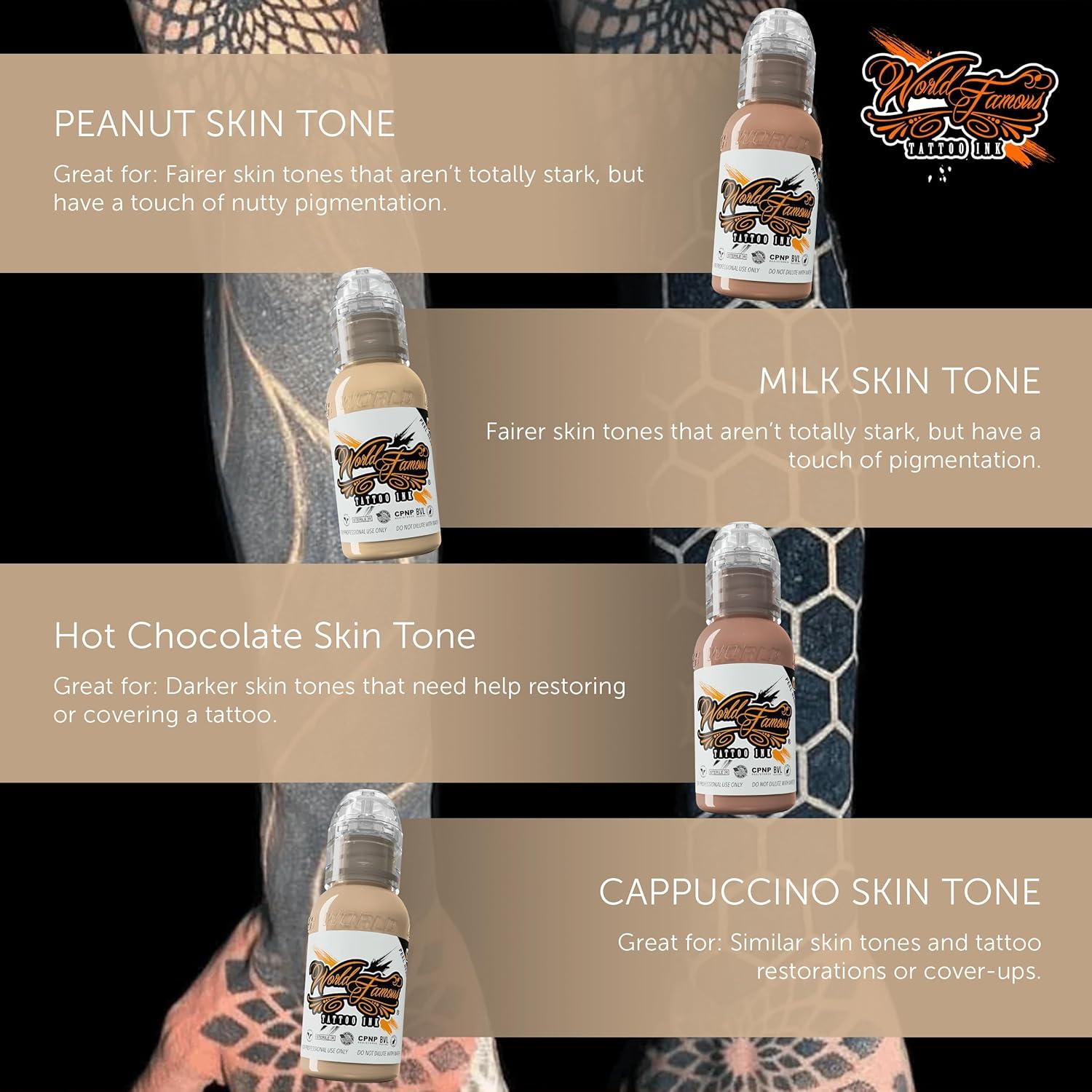 World Famous Tattoo Ink Skintone 4 Count Set, (1 fl oz Each)
