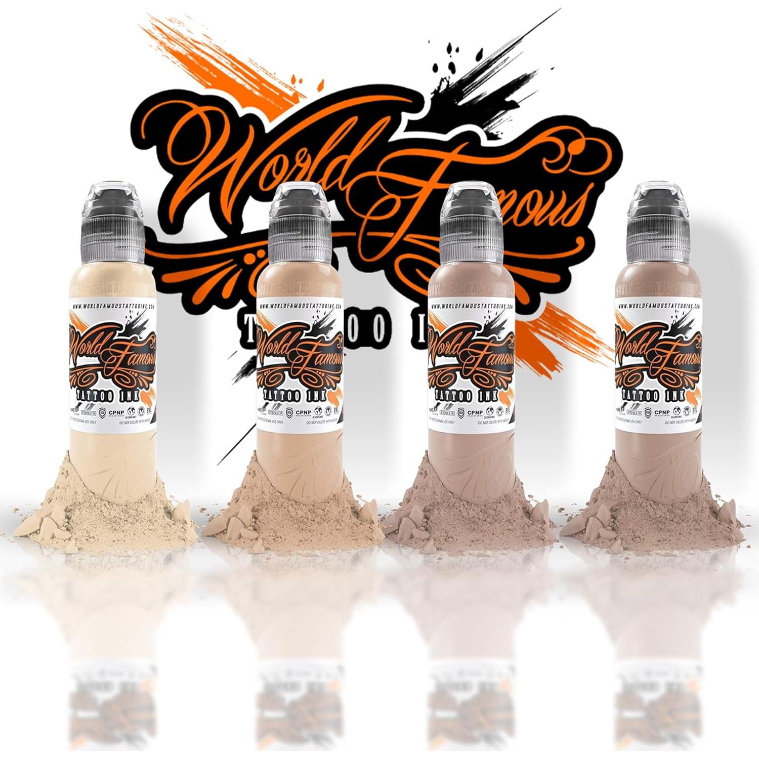 World Famous Tattoo Ink Skintone 4 Count Set, (1 fl oz Each)