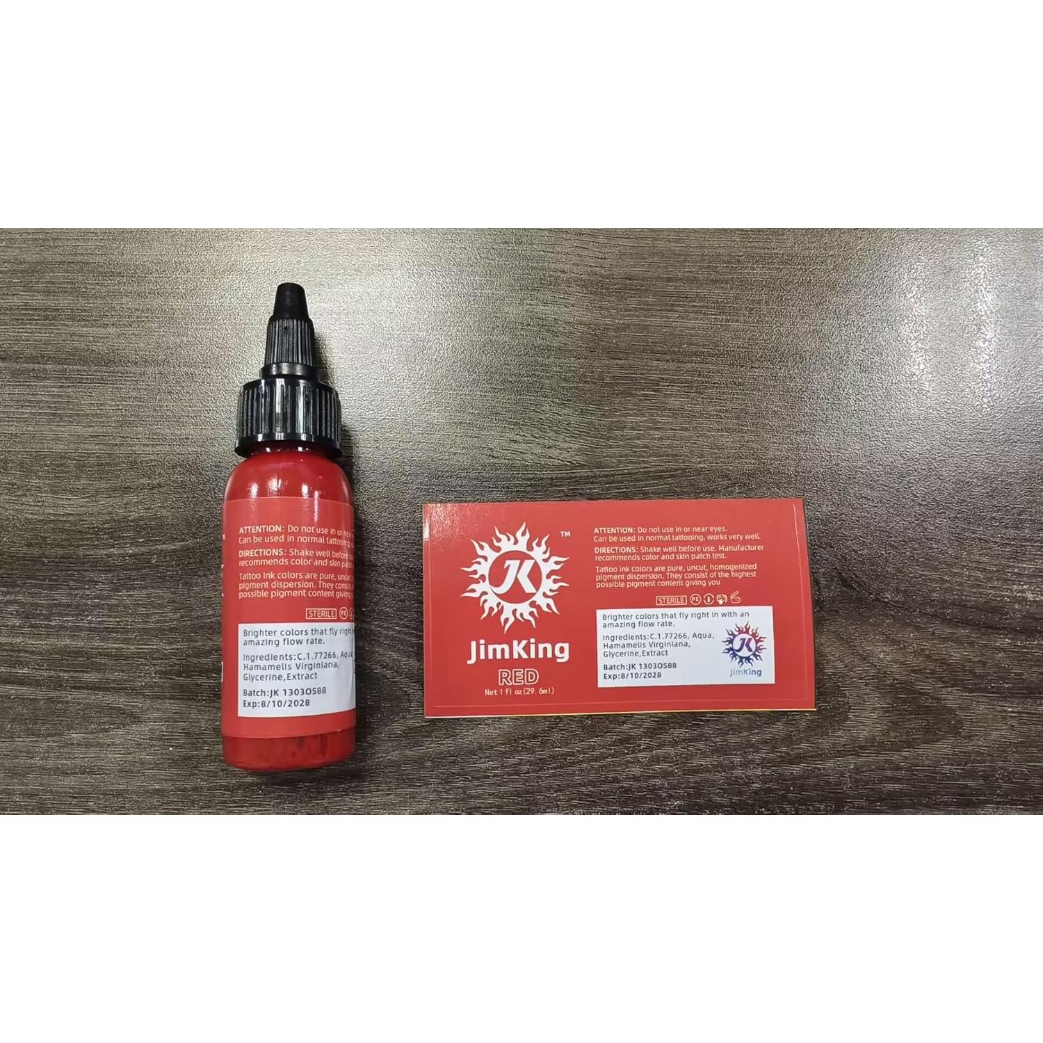 Tinta para Tatuajes JimKing 30ml Color Rojo Natural