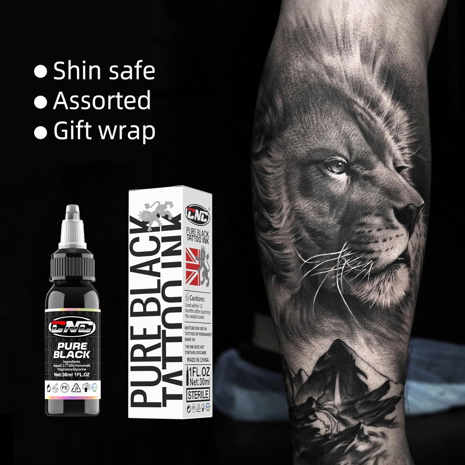 Tinta de Tatuaje Negra CNC 30ml Premium para Contornos y Sombreado