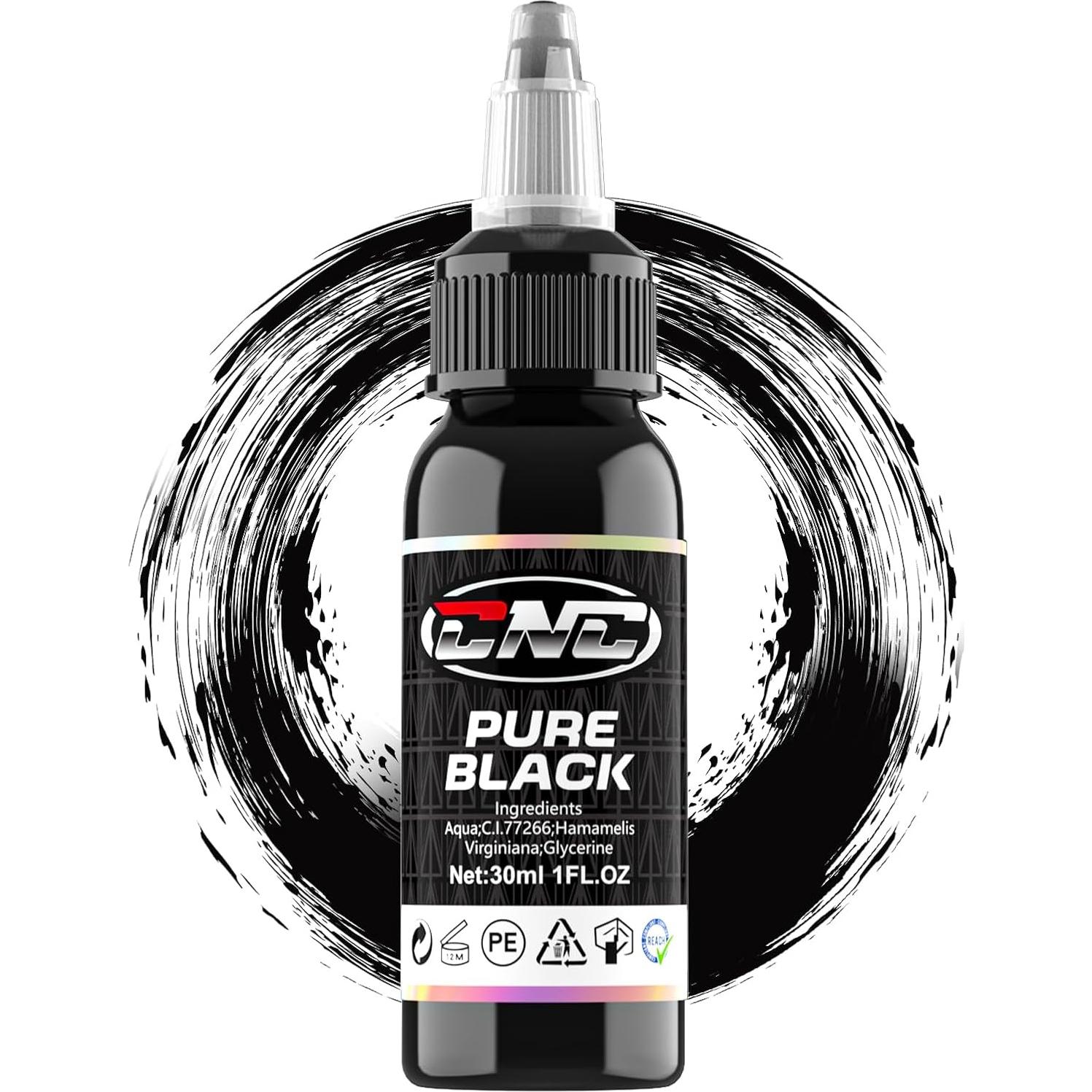 Tinta de Tatuaje Negra CNC 30ml Premium para Contornos y Sombreado