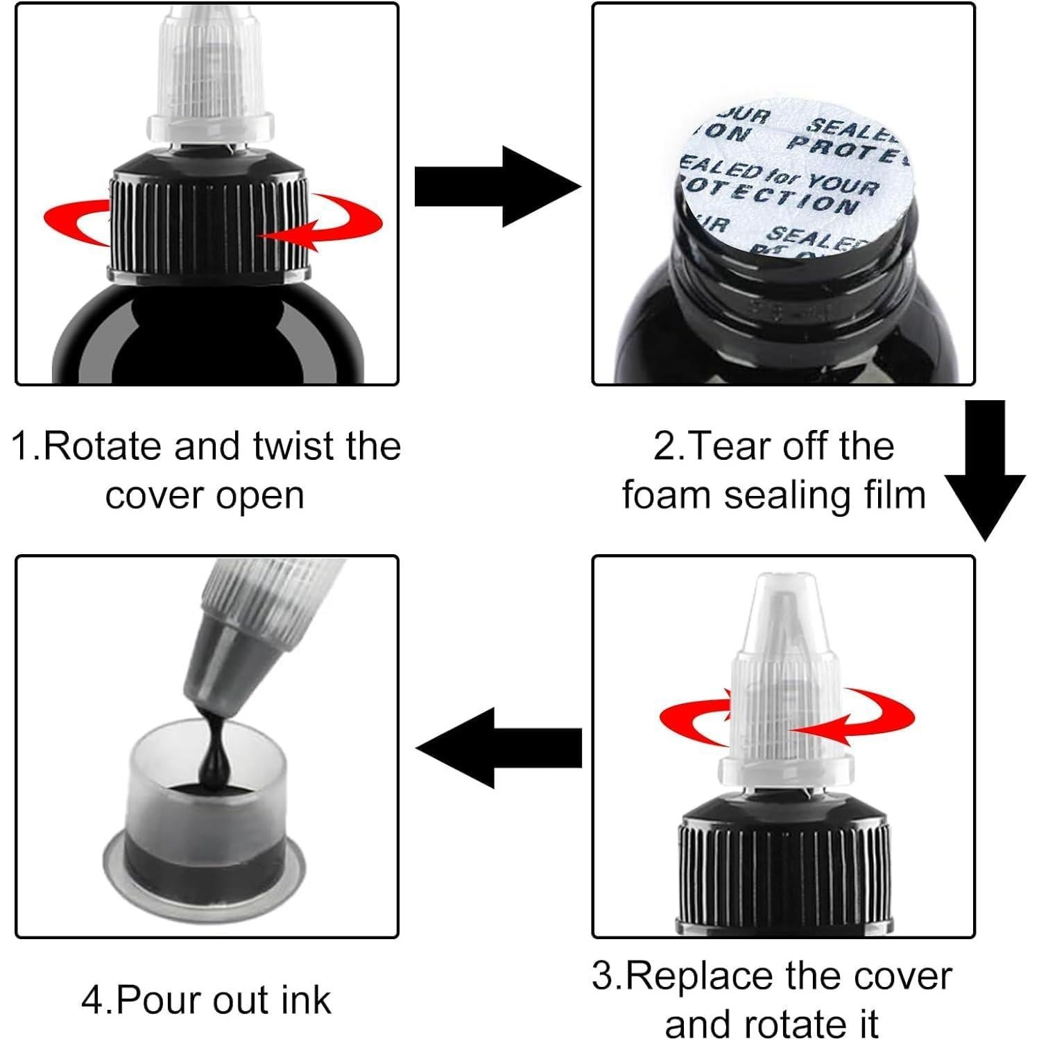 Tinta de Tatuaje Negra BAODELI 30ML - Alta Pigmentación