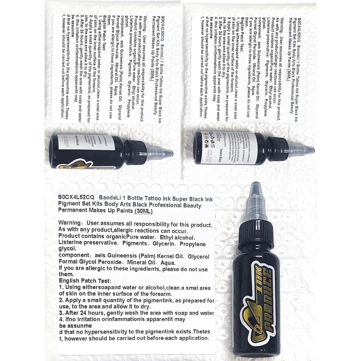 Tinta de Tatuaje Negra BAODELI 30ML - Alta Pigmentación