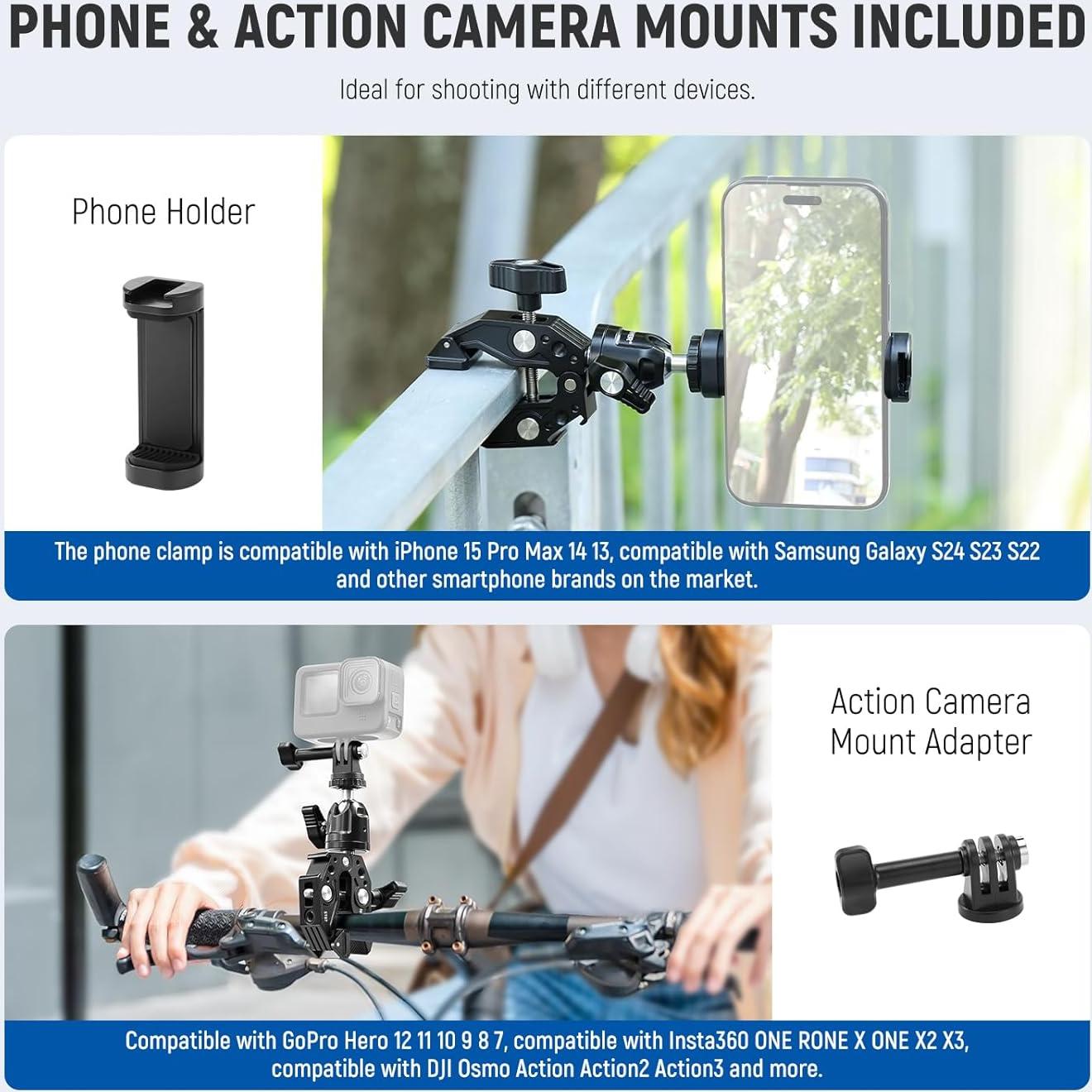 Neewer Super Clamp ST87 con Cabeza de Bola y Adaptador