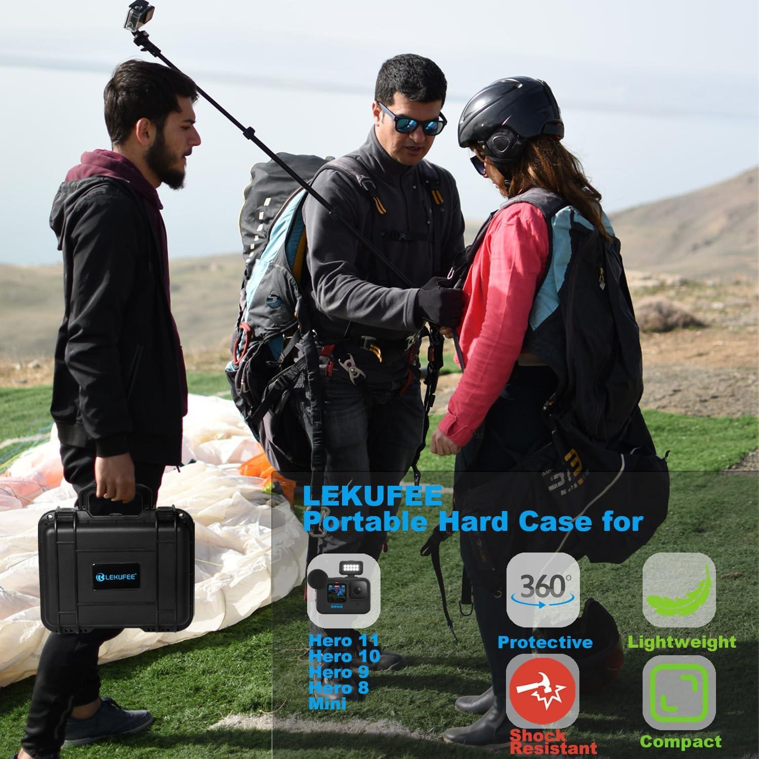 Lekufee Waterproof Hard Case Compatible with Gopro Hero 13/12/11/10/9/8/Media Mod/Gopro Volta/Creator Edition/Action Camera and Accessories(Case Only)