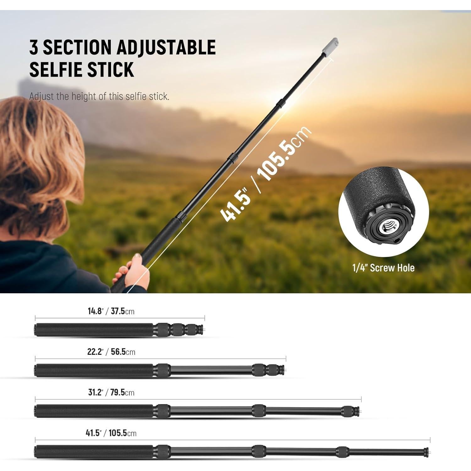 Motorcycle Camera Mount Kit, Bicycle Handlebar Invisible Selfie Stick with Dual Ball Heads, Super Clamps, Action Camera Adapter Compatible with GoPro Insta360 DJI AKASO Action Cameras, GP-30