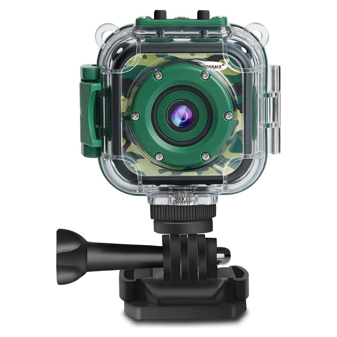 PROGRACE Waterproof Camera for Kids - Children Digital Video Cameras Underwater Camera 1080P Toddler Sports Cameras for Boys Birthday Cámara Pool Toys Age 3 4 5 6 7 8 9 10 11 12