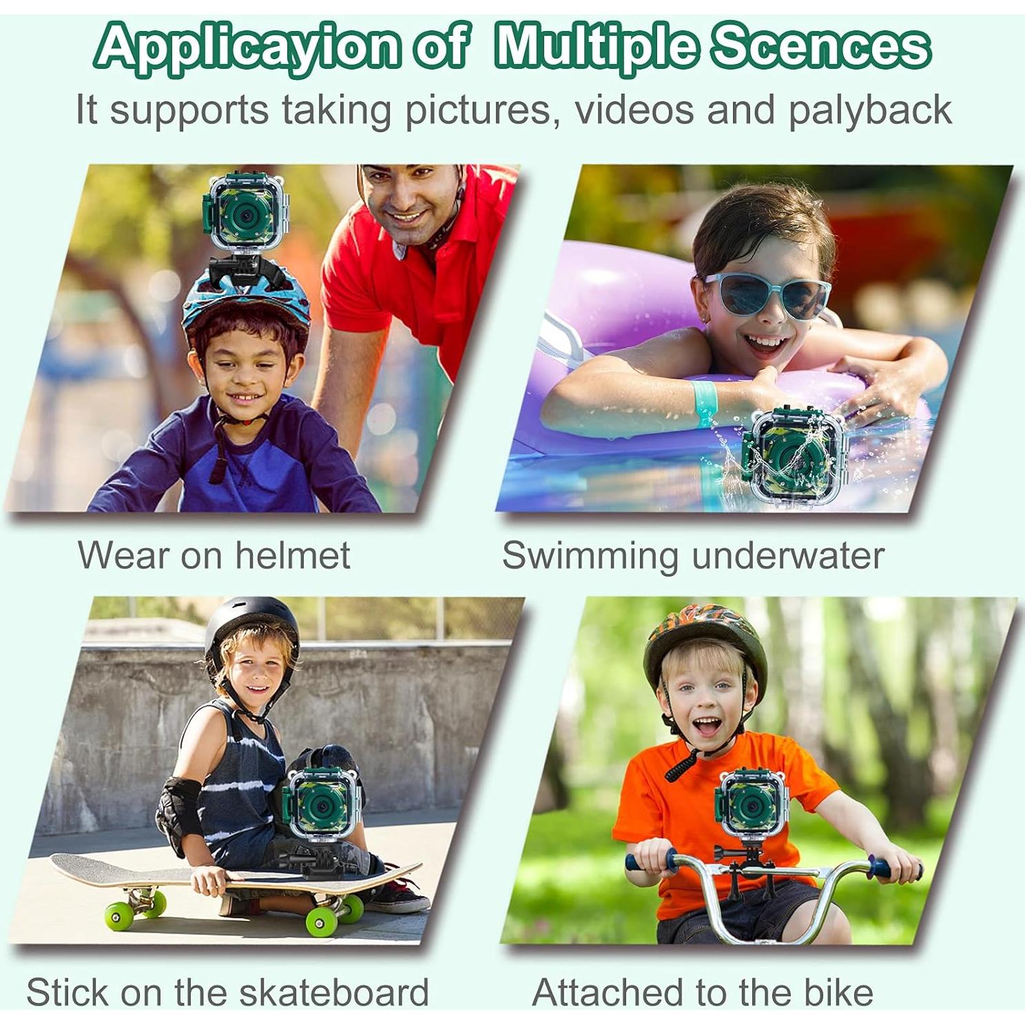 PROGRACE Waterproof Camera for Kids - Children Digital Video Cameras Underwater Camera 1080P Toddler Sports Cameras for Boys Birthday Cámara Pool Toys Age 3 4 5 6 7 8 9 10 11 12