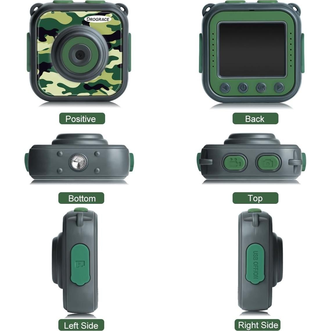 PROGRACE Waterproof Camera for Kids - Children Digital Video Cameras Underwater Camera 1080P Toddler Sports Cameras for Boys Birthday Cámara Pool Toys Age 3 4 5 6 7 8 9 10 11 12