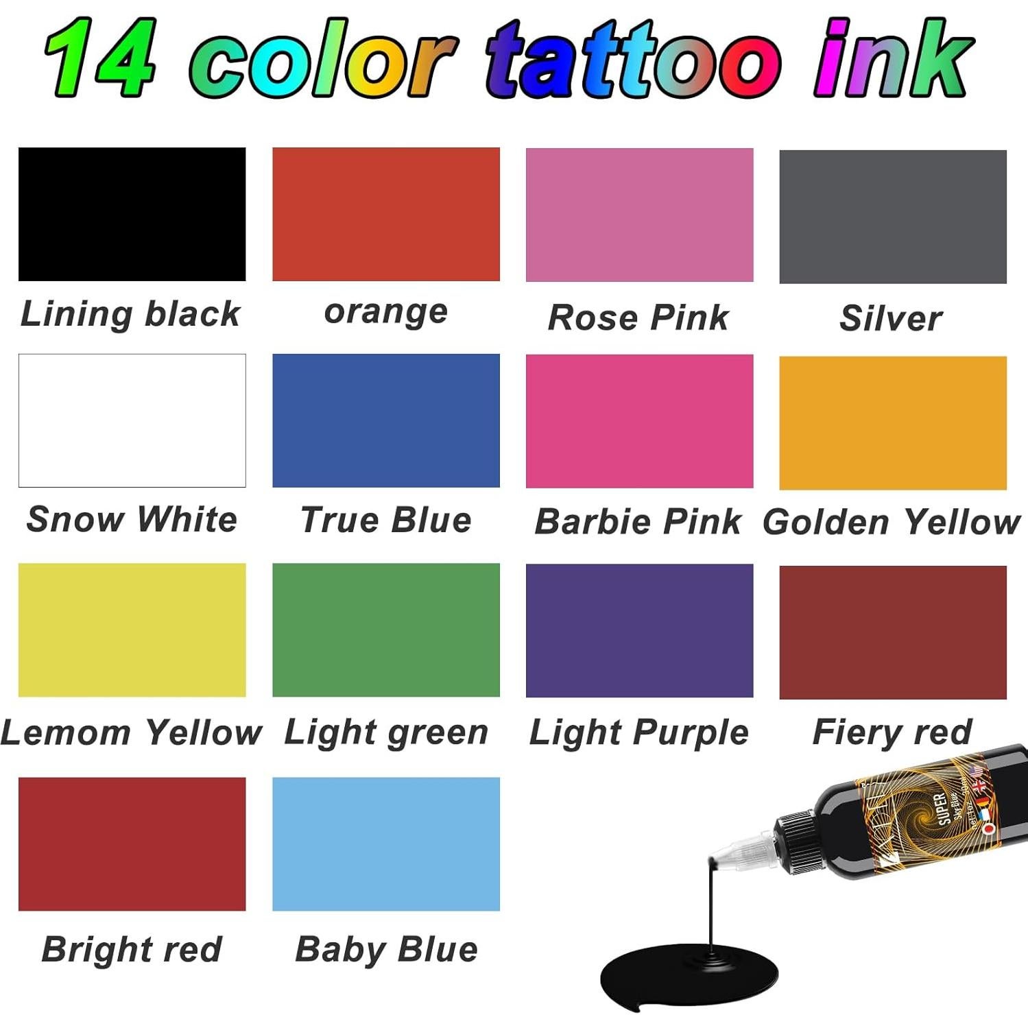 Set de Tinta para Tatuajes BAODELI 14 Colores 30 ml
