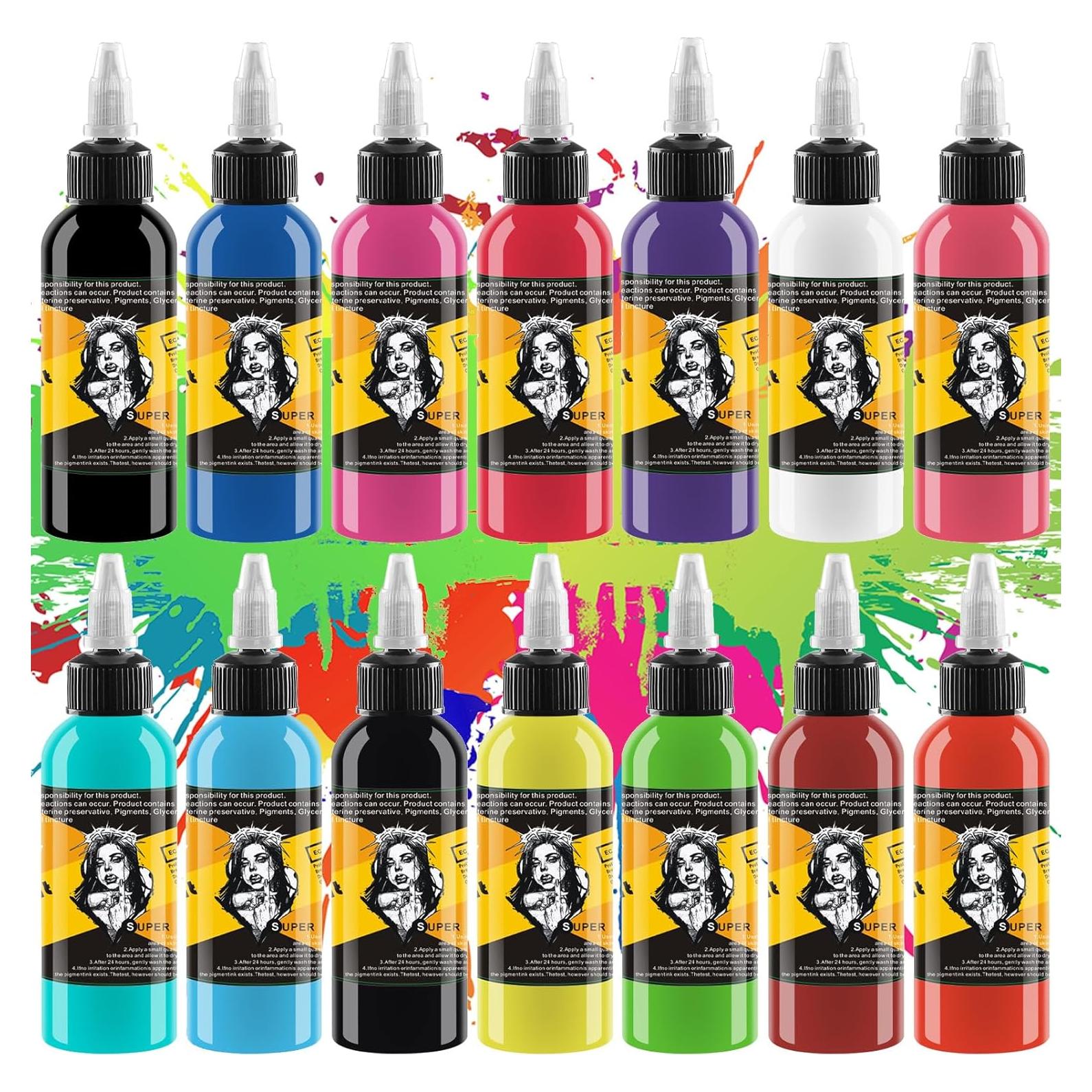 Set de Tinta para Tatuajes BAODELI 14 Piezas 30 ml UV