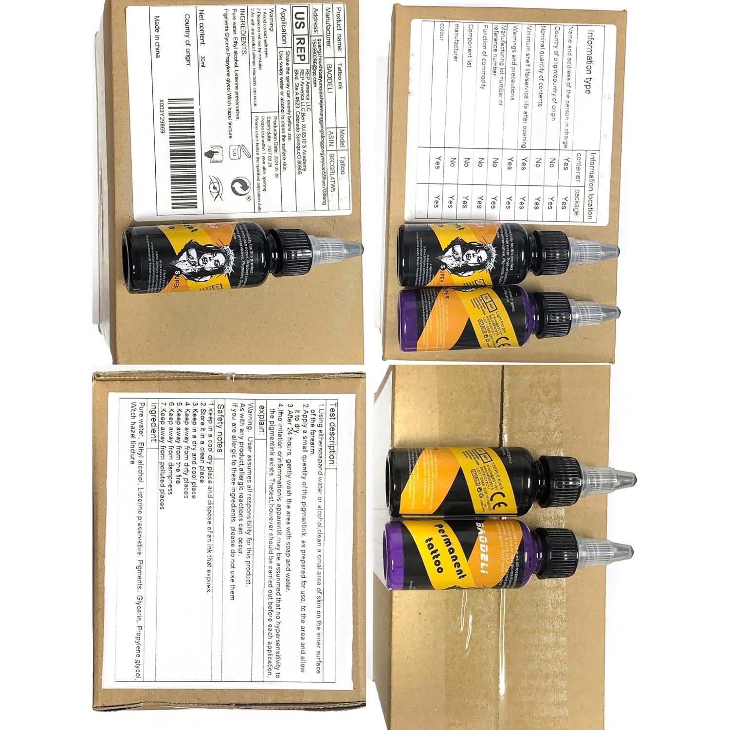Set de Tinta para Tatuajes BAODELI 14 Piezas 30 ml UV