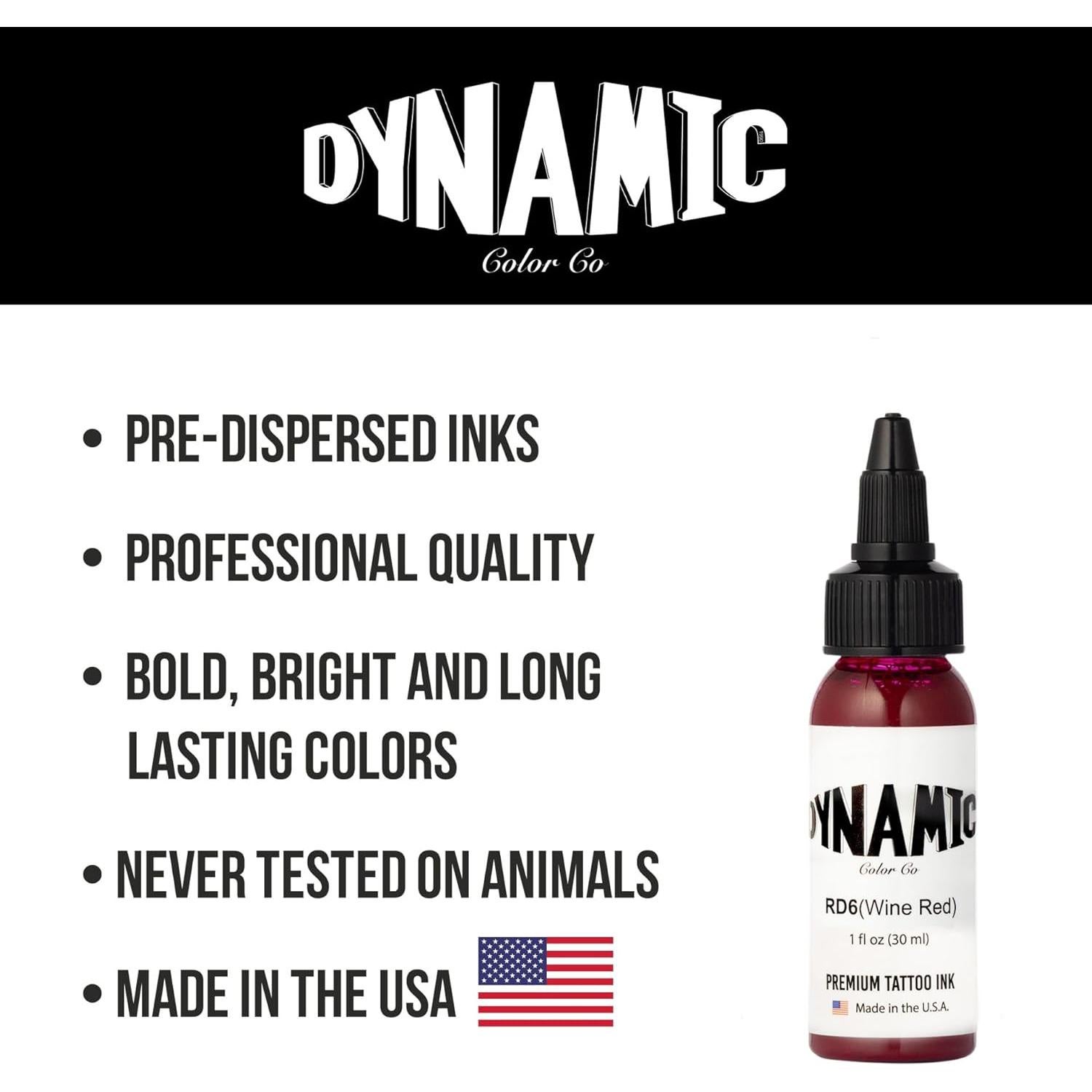 Tinta para Tatuajes Dynamic Color Co Rojo Vino 30ml Vegana