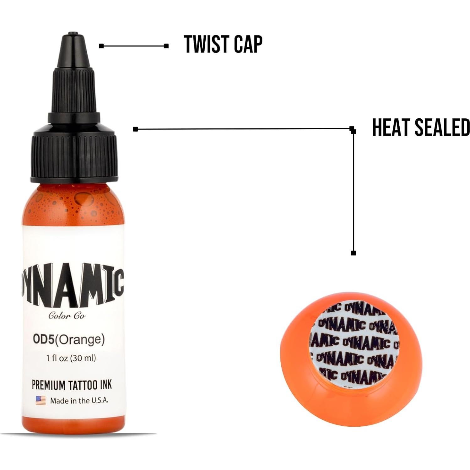 Tinta para Tatuajes Dynamic Color Co Naranja 30ml Vegana Esterilizada