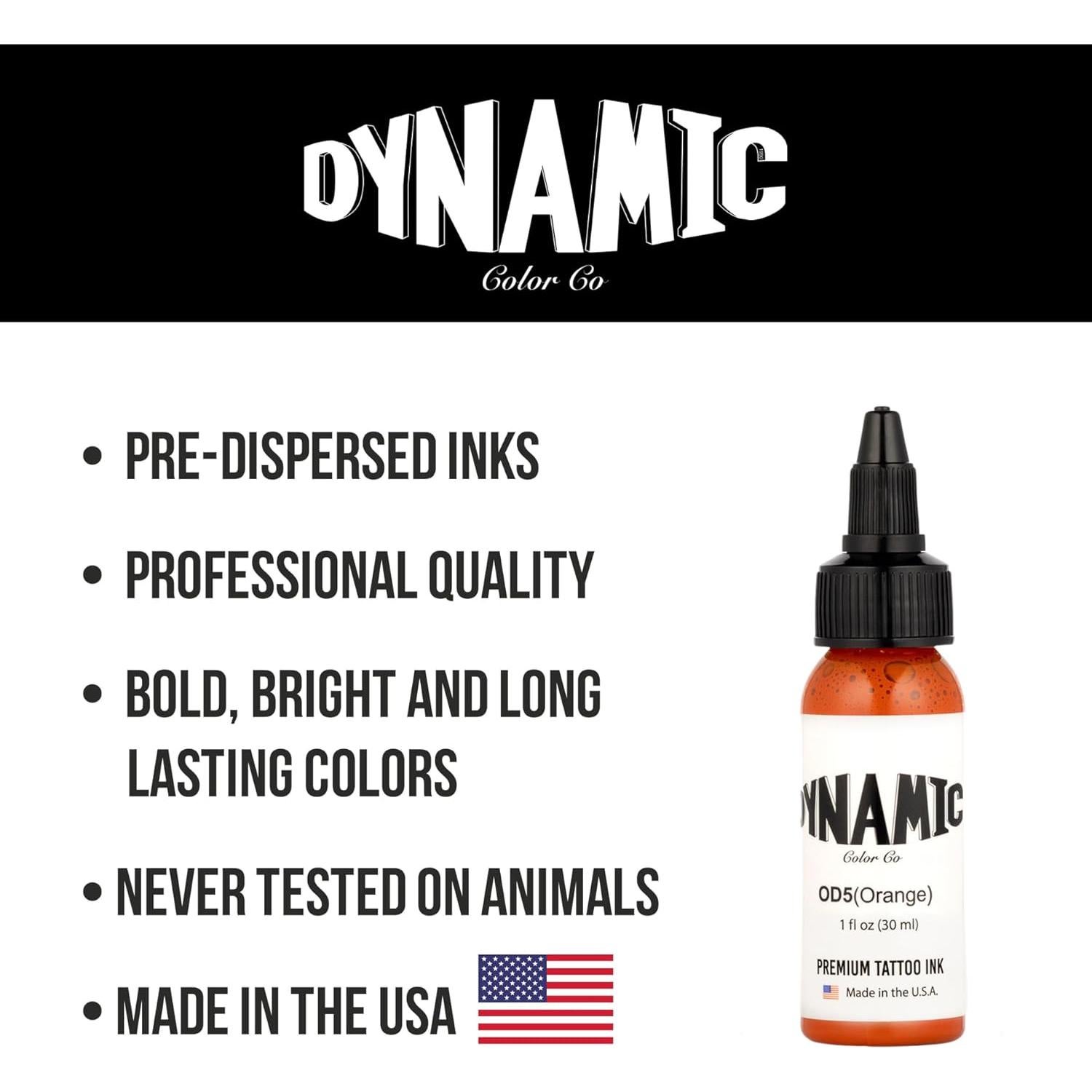 Tinta para Tatuajes Dynamic Color Co Naranja 30ml Vegana Esterilizada