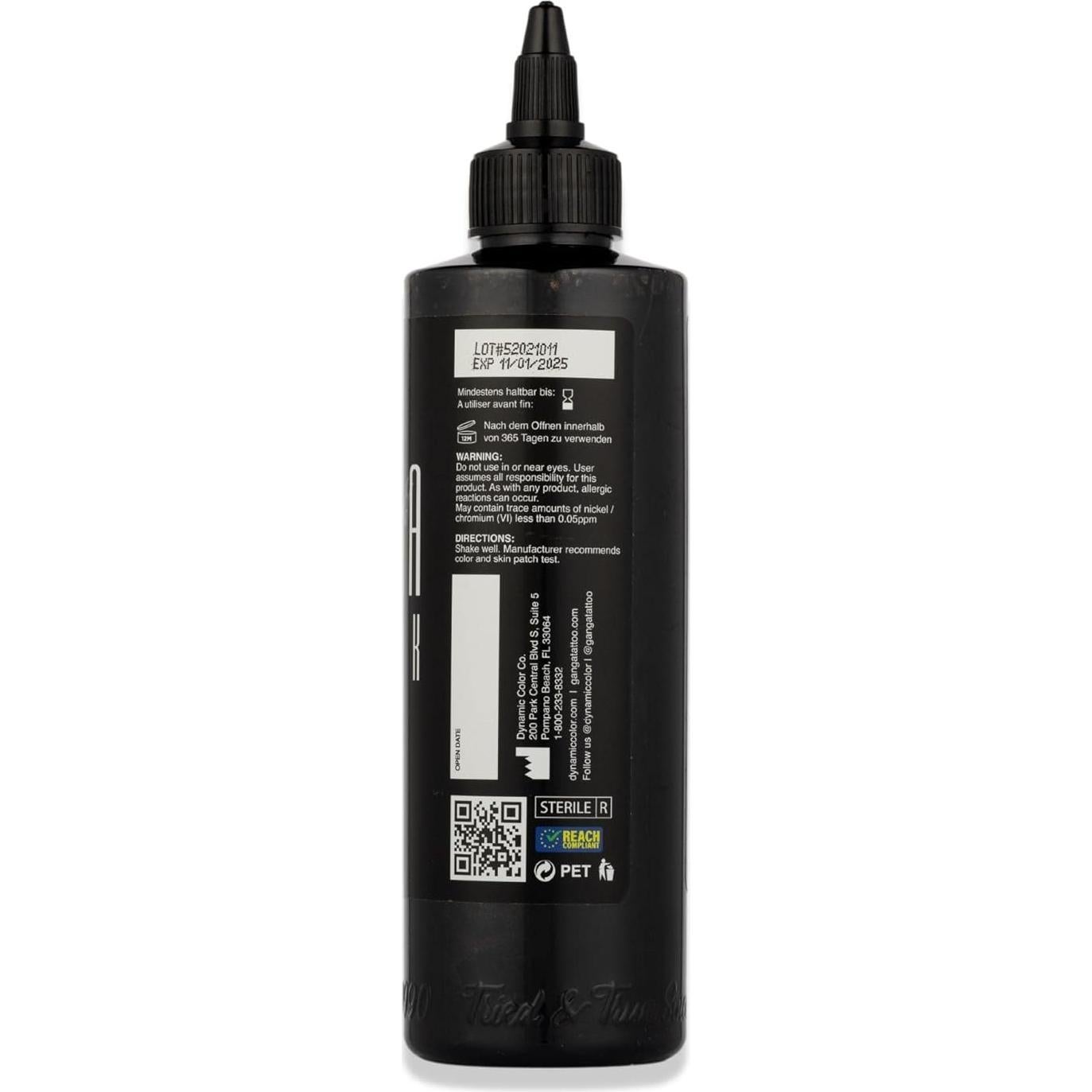 Tinta para Tatuajes Ganga Black Dynamic Color 240ml REACH
