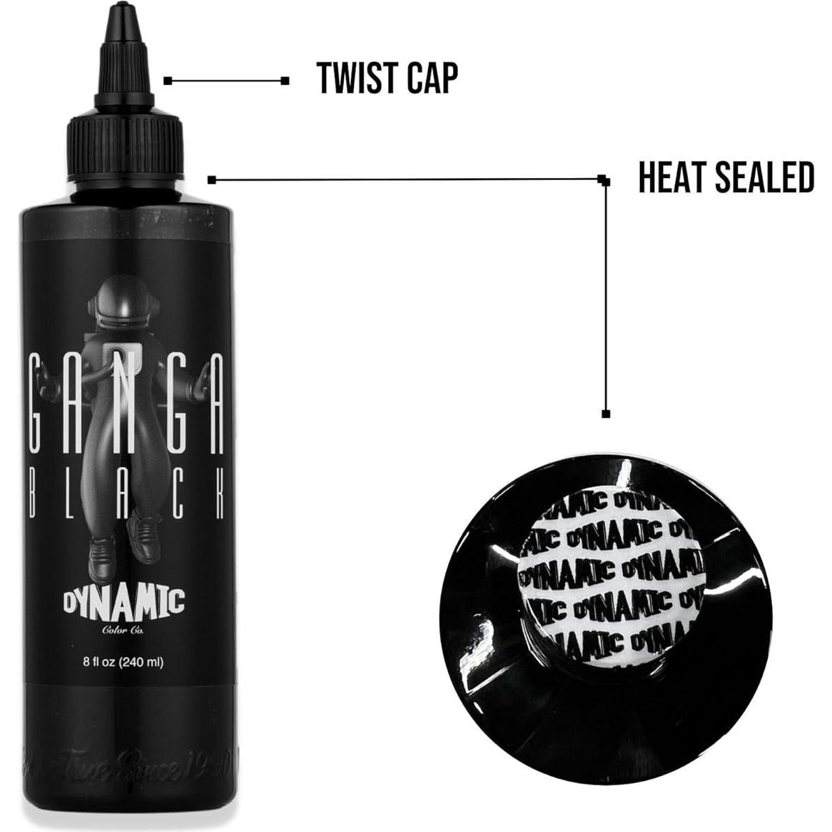 Tinta para Tatuajes Ganga Black Dynamic Color 240ml REACH