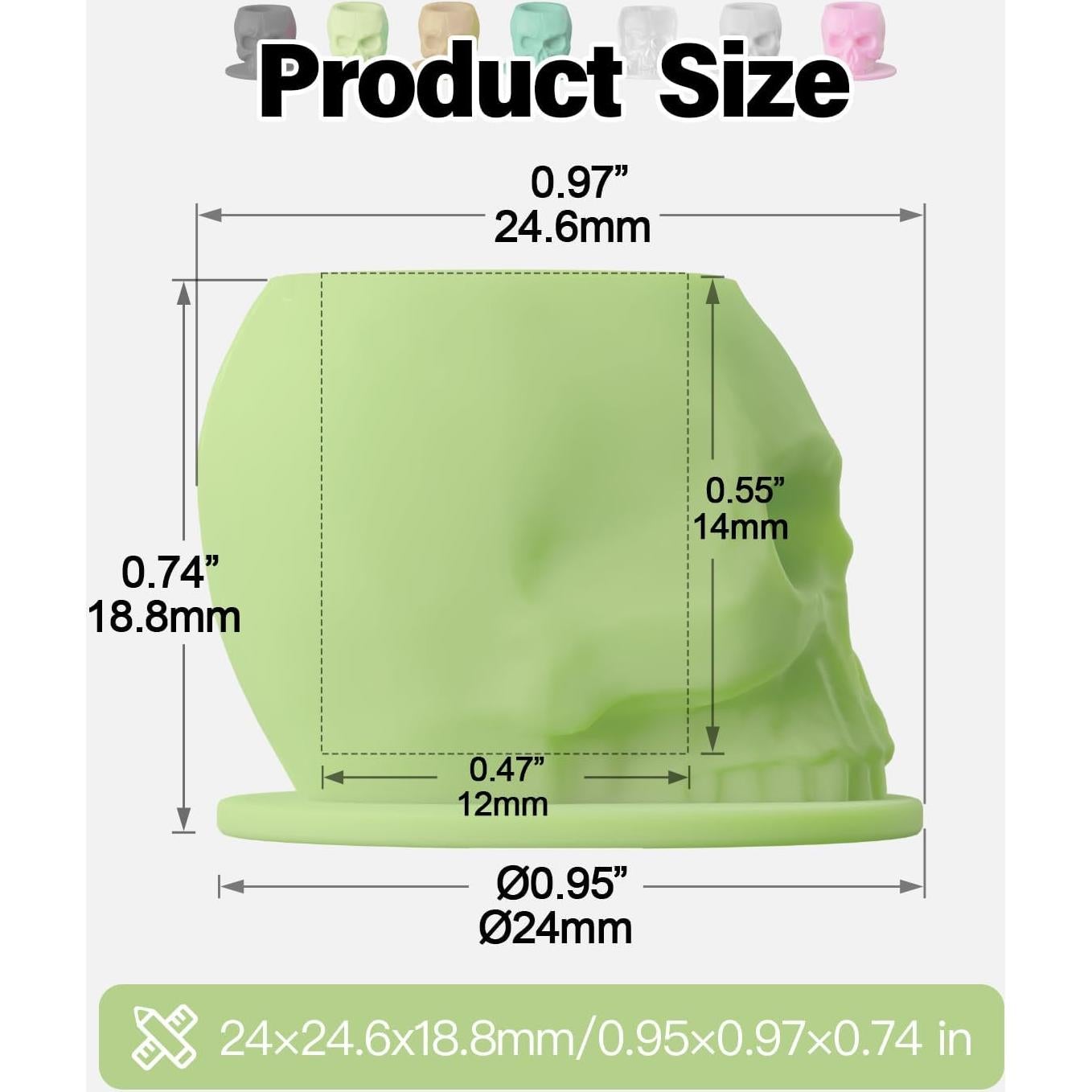 Tazas de Tinta para Tatuajes OZER 200pcs Silicona Verde Calavera