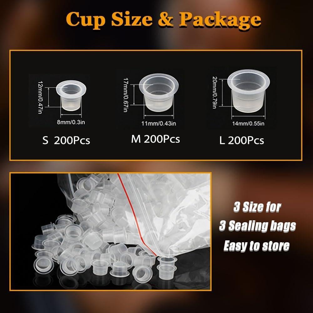 600 Tapas de Tinta para Tatuajes TONBAO con 2 Soportes