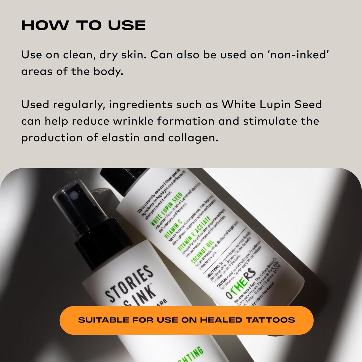 Aceite Corporal Iluminador Stories & Ink 100 mL - Brillo Tatuajes