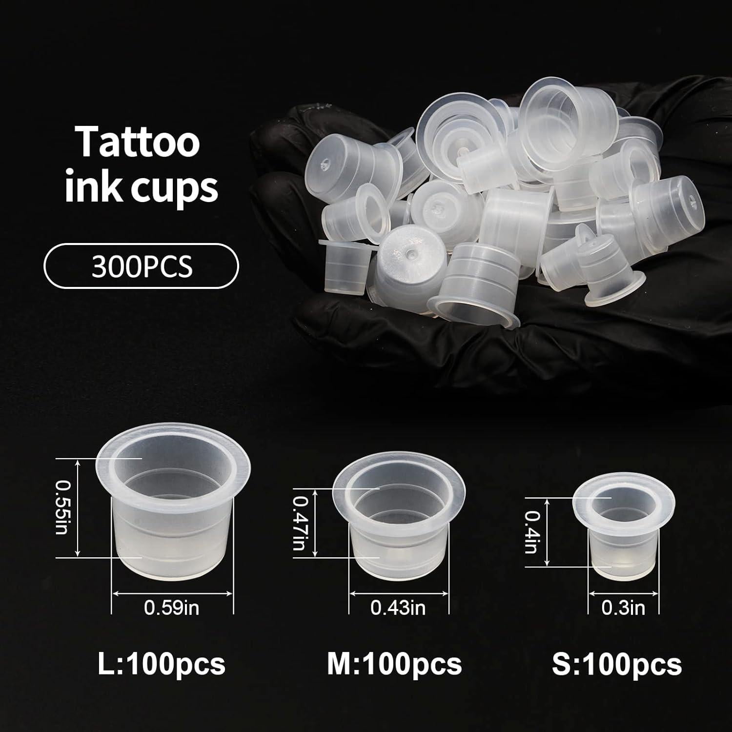 Tazas de Tinta para Tatuajes Autdor 300pcs Mezcladas 9-16mm