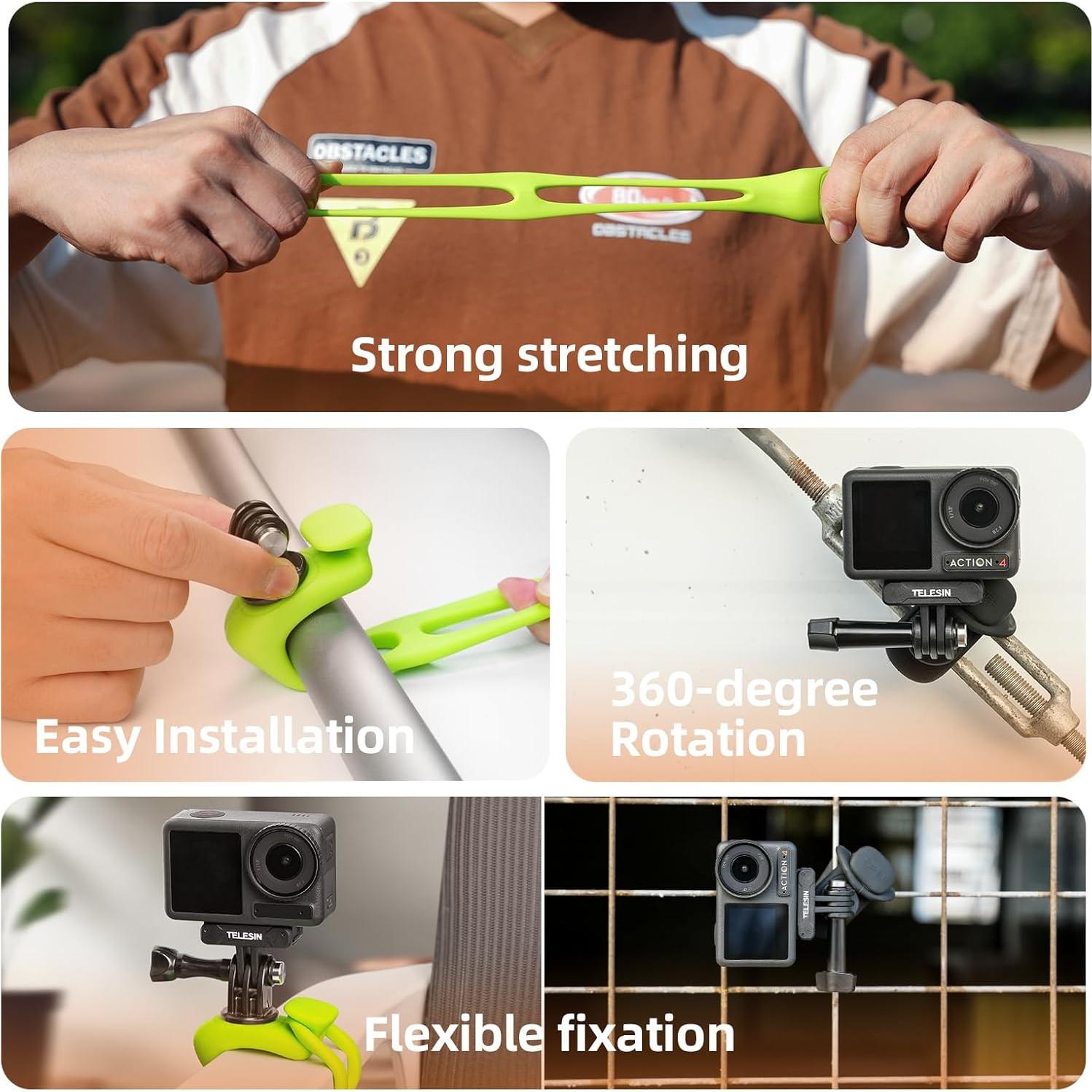 Soporte Flexible TELESIN para Cámara 360 - Compatible con GoPro y DJI