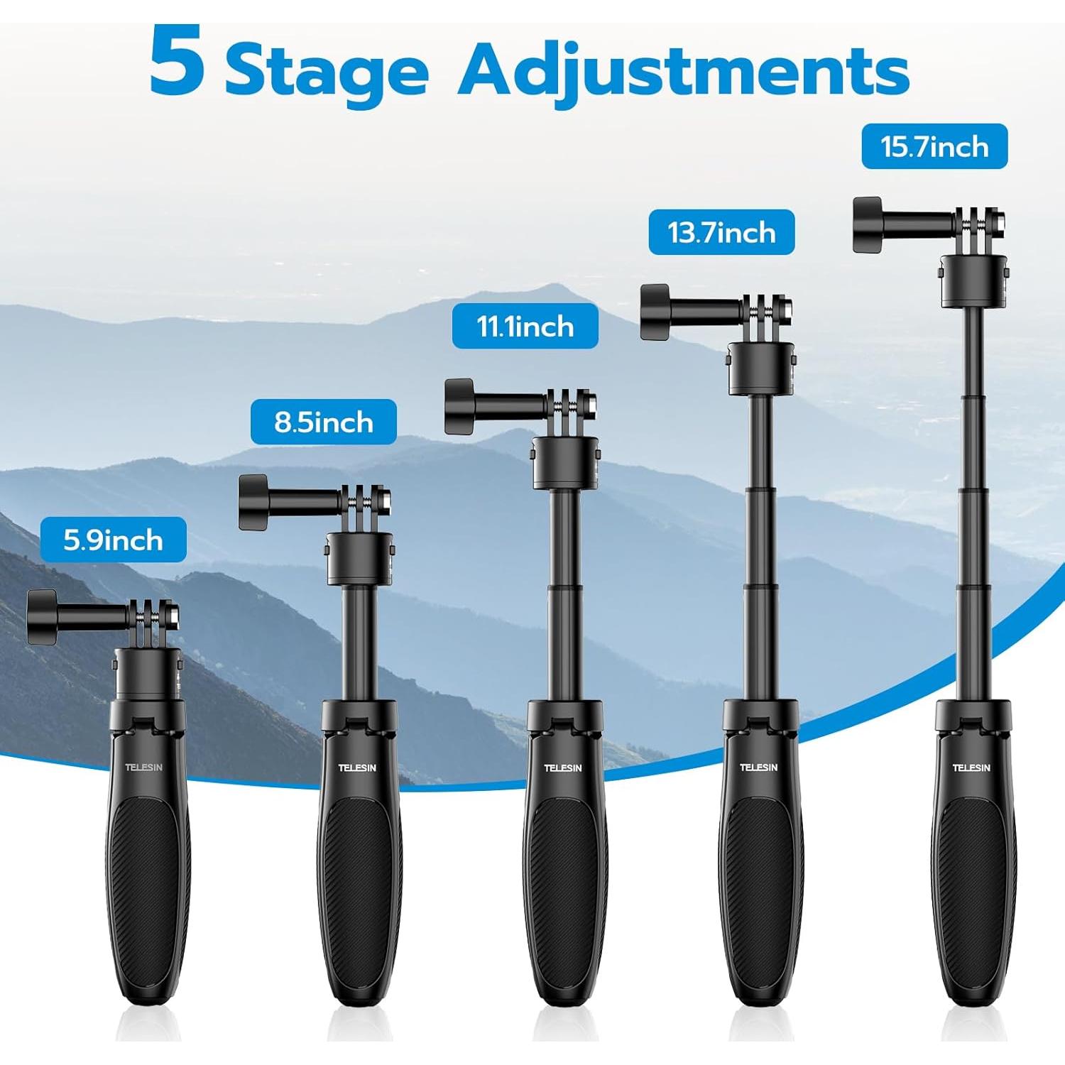 Palo Selfie Trípode TELESIN G-Quick 15-40cm para GoPro