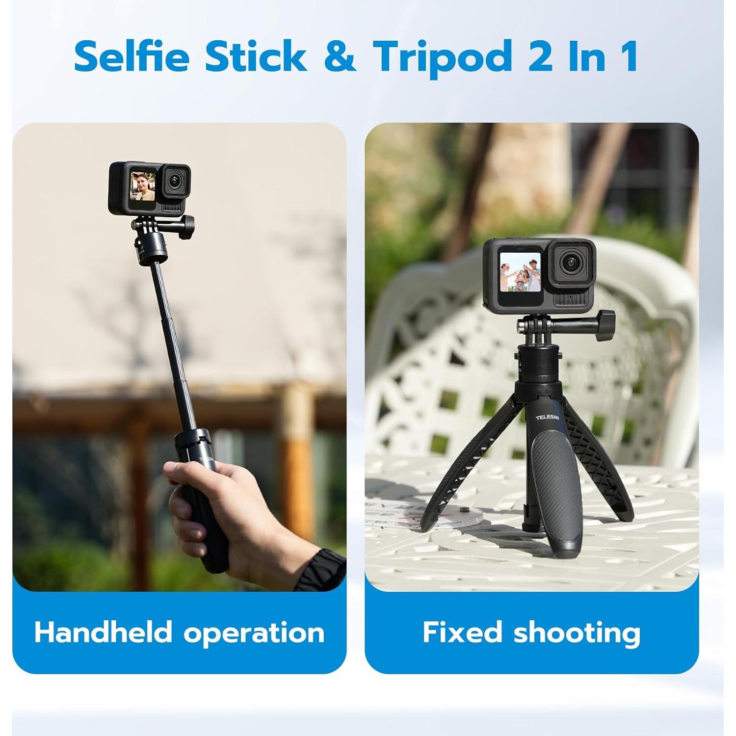 Palo Selfie Trípode TELESIN G-Quick 15-40cm para GoPro