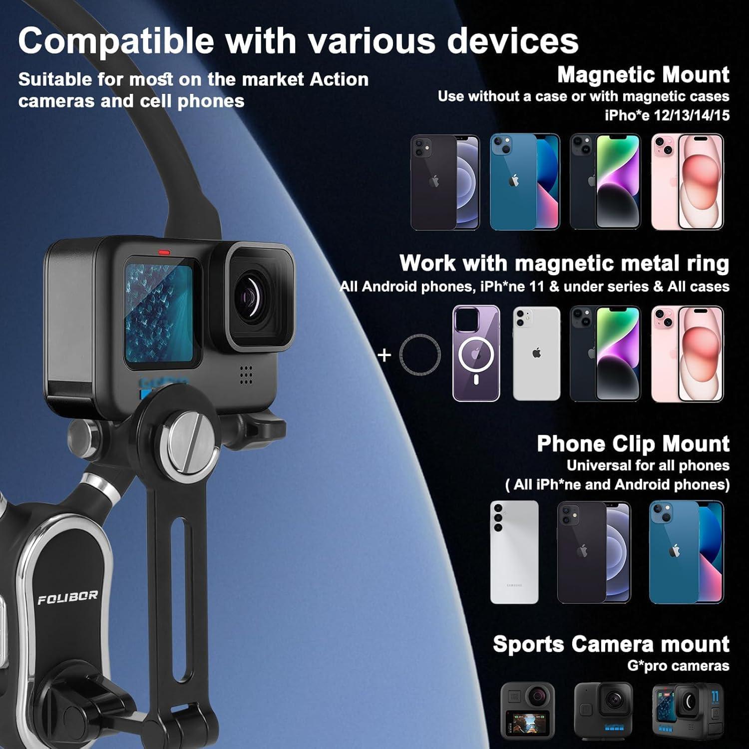 Soporte Magnético para Teléfono de Cuello Folibor 4 en 1