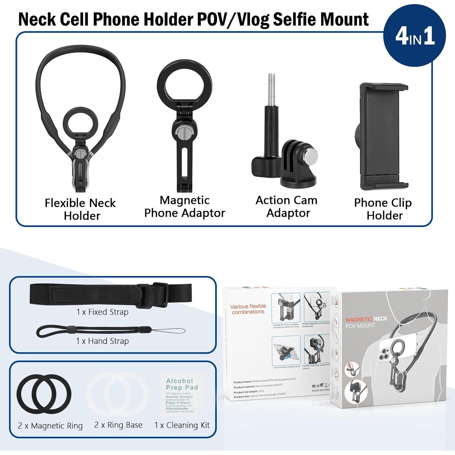 Soporte Magnético para Teléfono de Cuello Folibor 4 en 1