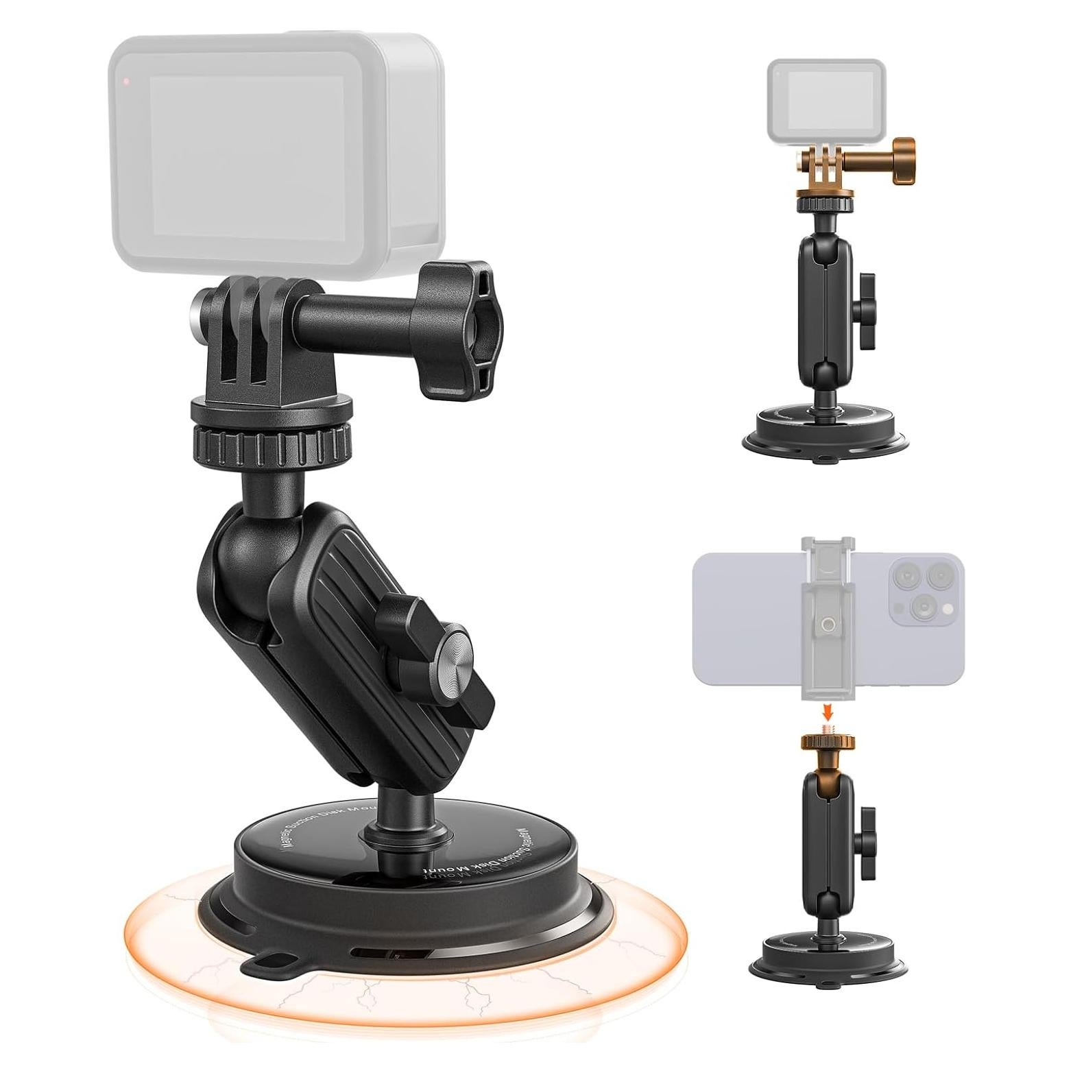 Magnetic Mount Magnet for Action Camera, 360 Quick Car Holder Attachment for GoPro Max Hero 13 12 11 10 9 8 7 6 Insta360 X3 X4 Go3 DJI Action 4 Osmo Pocket 3 Mounting Accessories