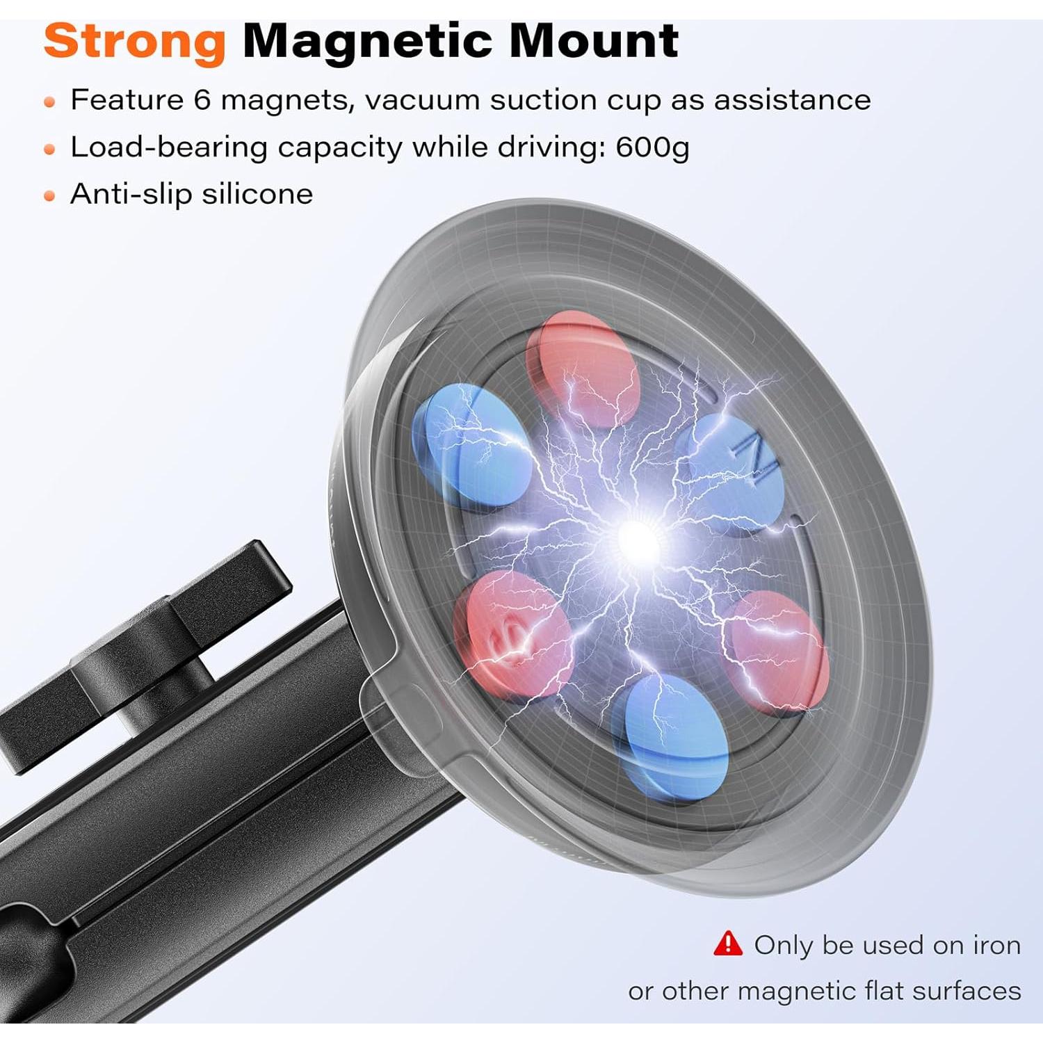 Magnetic Mount Magnet for Action Camera, 360 Quick Car Holder Attachment for GoPro Max Hero 13 12 11 10 9 8 7 6 Insta360 X3 X4 Go3 DJI Action 4 Osmo Pocket 3 Mounting Accessories