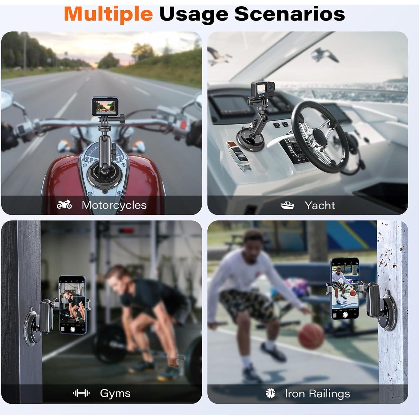 Magnetic Mount Magnet for Action Camera, 360 Quick Car Holder Attachment for GoPro Max Hero 13 12 11 10 9 8 7 6 Insta360 X3 X4 Go3 DJI Action 4 Osmo Pocket 3 Mounting Accessories