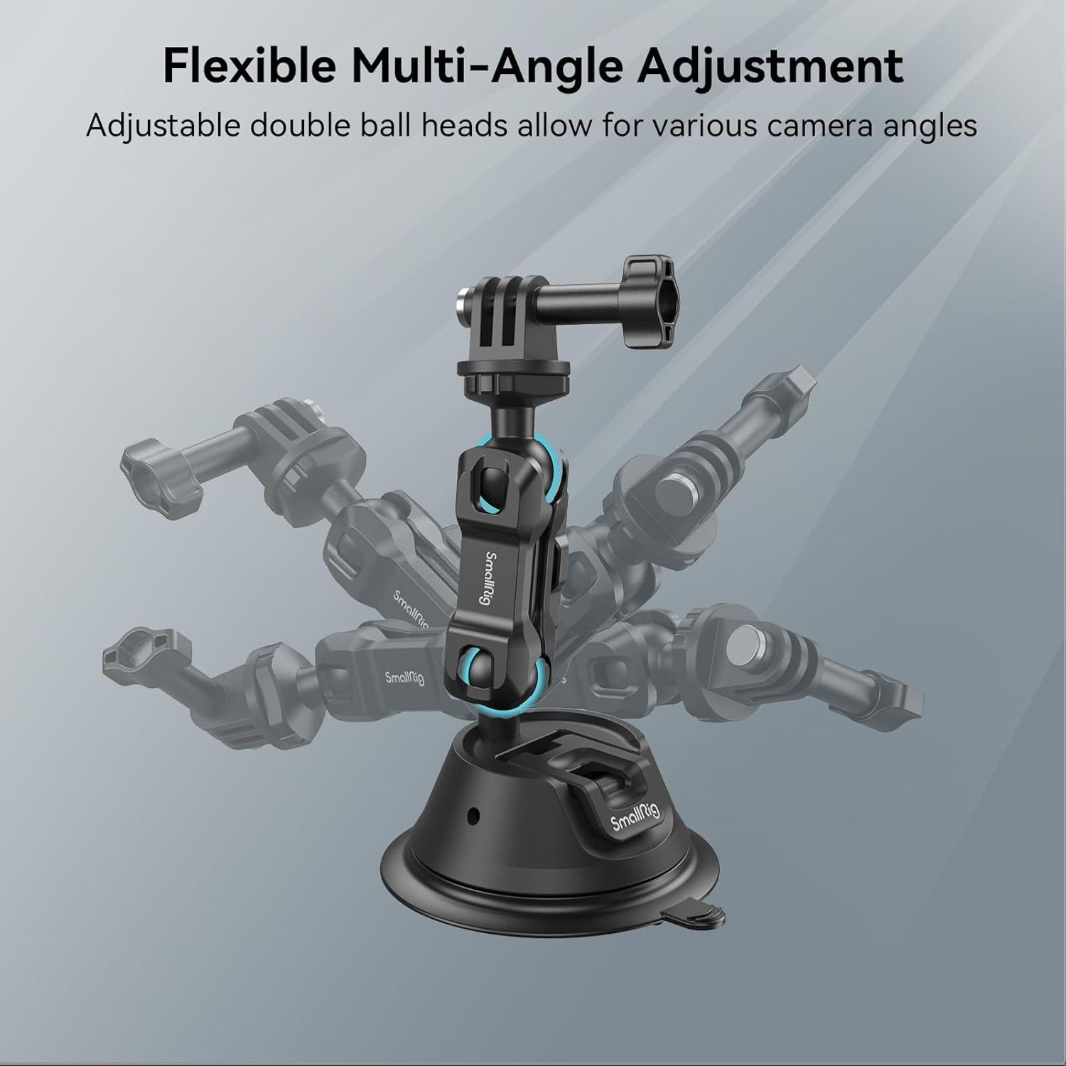 Double-Layer Suction Cup Mount for GoPro Hero 11/10 / 9, for DJI Osmo Action/Procket, for Insta360 X3, Double Ball Head Support 360° Rotation, Mount on Car Windshield or Window SC-1K - 4193