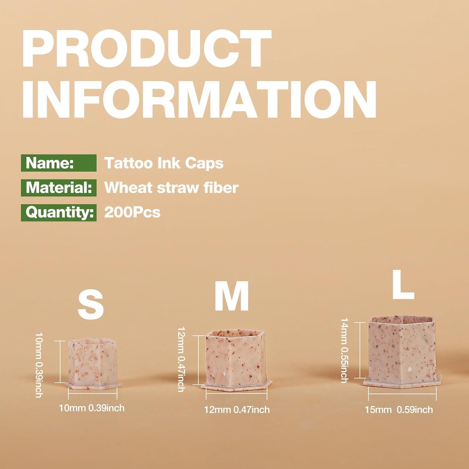 Tazas de Tinta de Tatuaje Biodegradables INKin 12mm - 200 Pcs