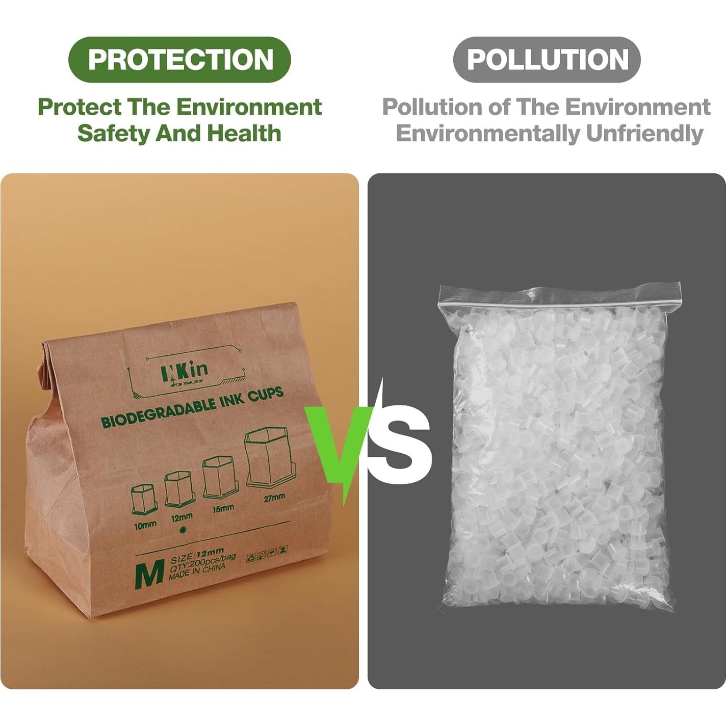 Tazas de Tinta de Tatuaje Biodegradables INKin 12mm - 200 Pcs