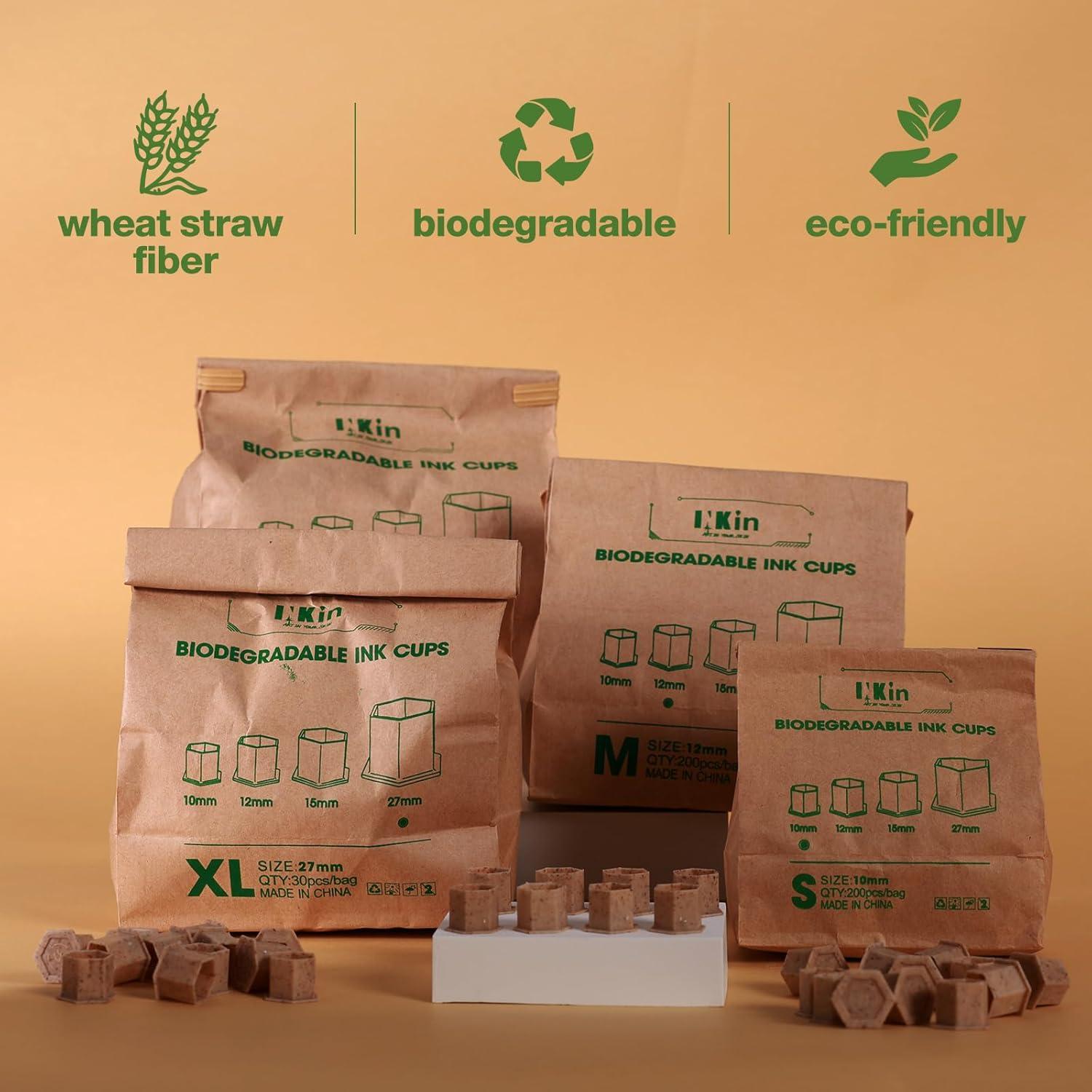 Tazas de Tinta de Tatuaje Biodegradables INKin 12mm - 200 Pcs