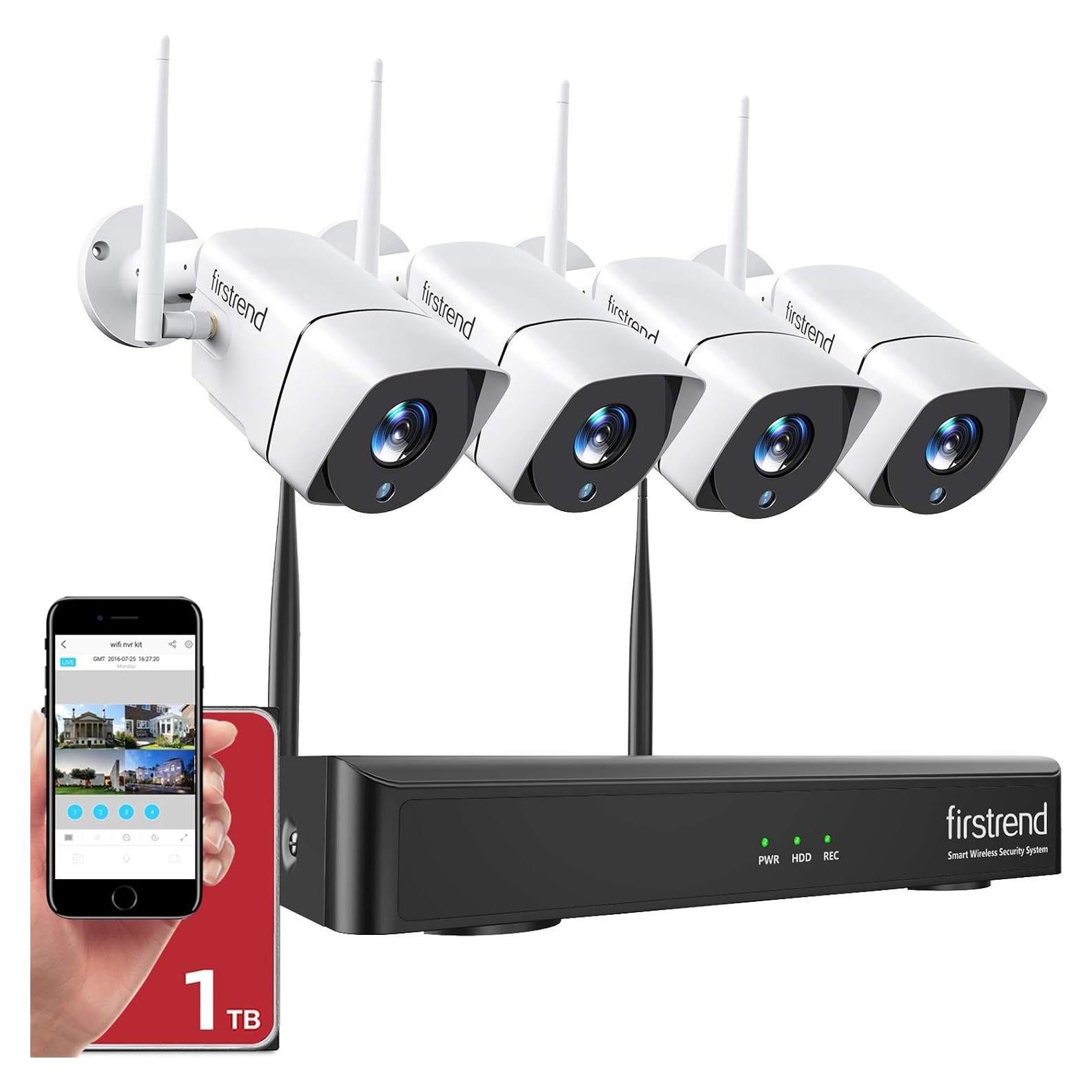 Sistema de Cámara de Seguridad Inalámbrico Firstrend 1080P 4 Cámaras