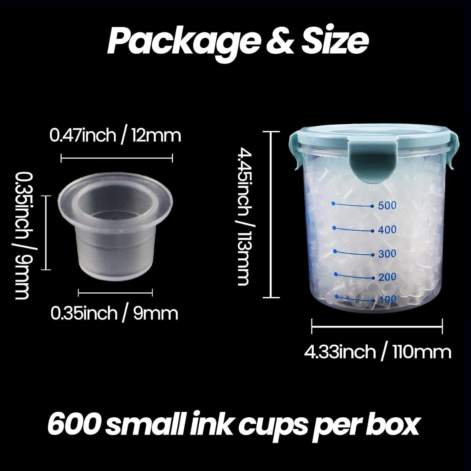 Tapa de Tinta para Tatuajes Inartato 600pcs Pequeña Higiénica