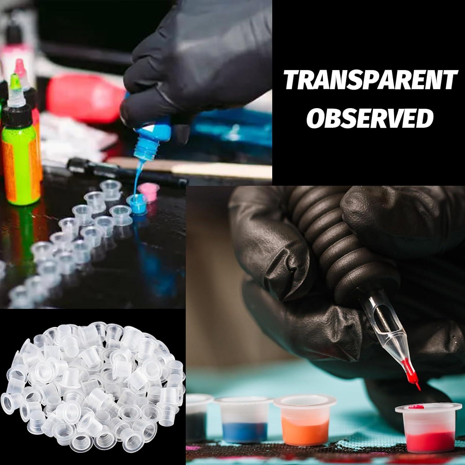 Tazas de Tinta para Tatuajes Romlon 1000 Pcs Plástico Transparente