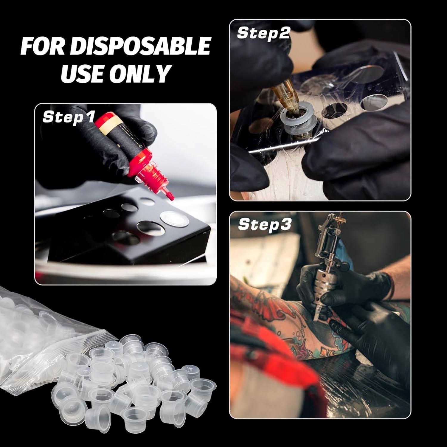 Tazas de Tinta para Tatuajes Romlon 1000 Pcs Plástico Transparente