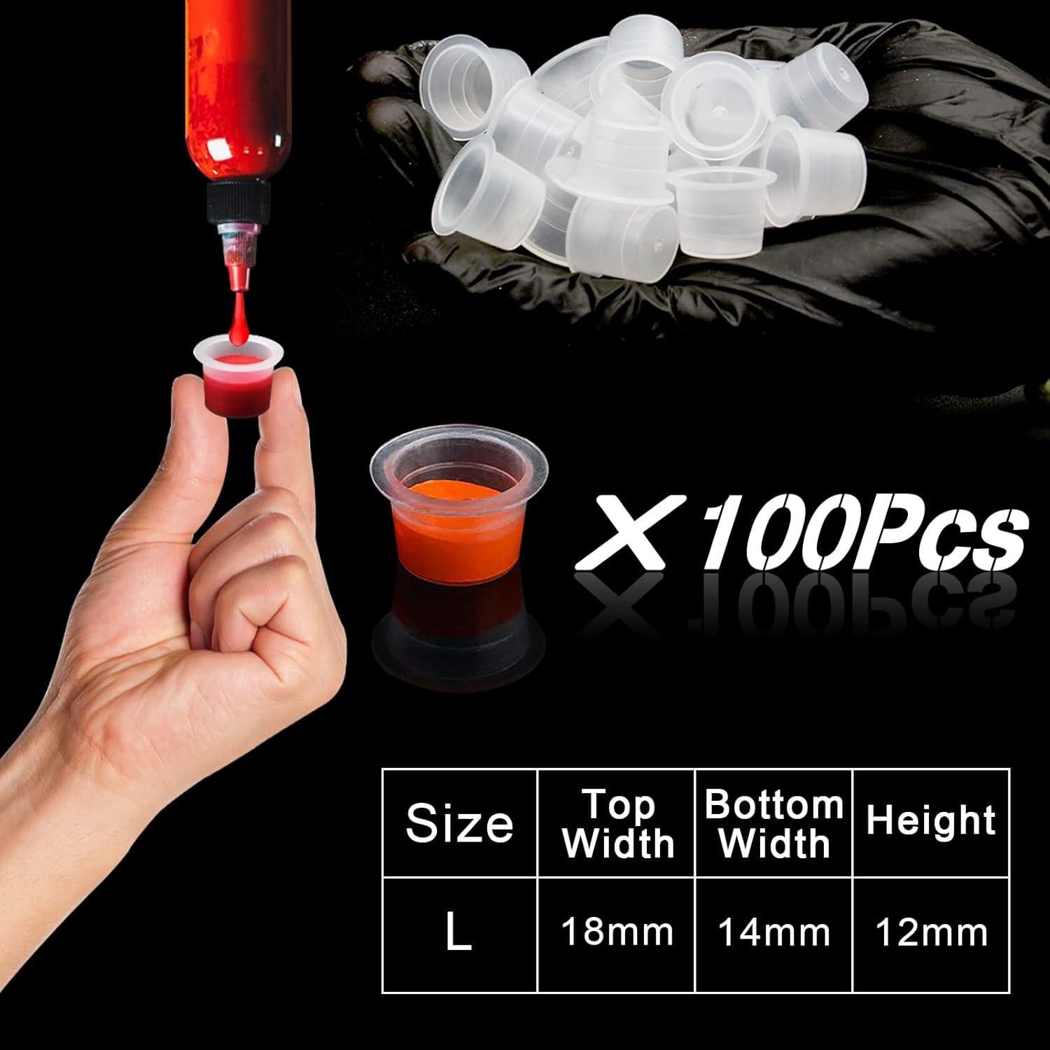 Soporte para Tinta CINRA con 100 Vasos y Tapas para Tatuaje