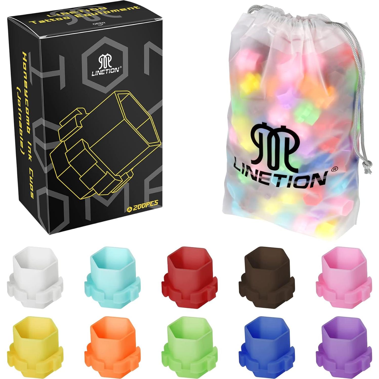 Tazas de Tinta para Tatuajes Linetion 200 Pcs Ecológicas 3ml