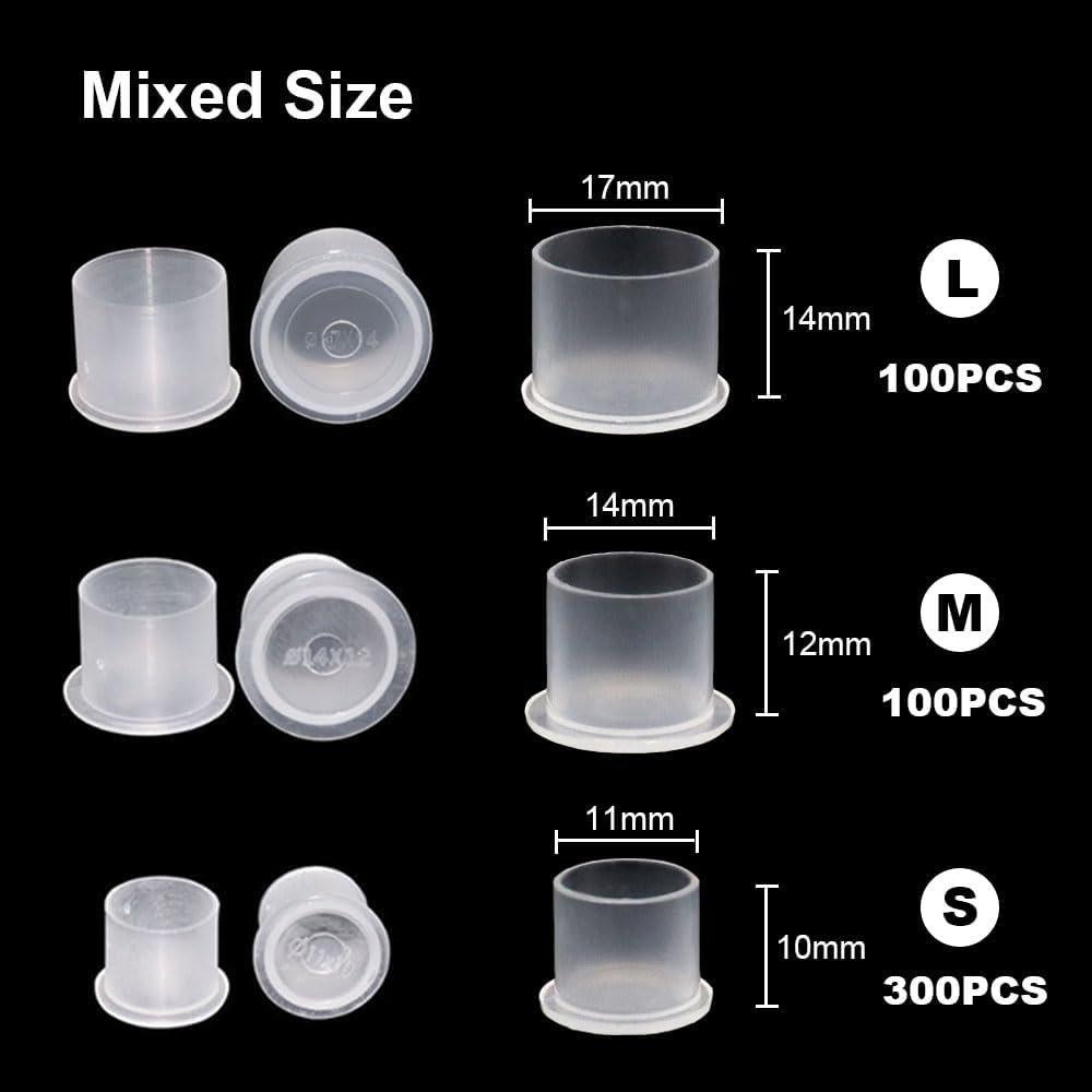 Tazas de Tinta para Tatuajes Gakonp 500pcs Tamaños Mixtos