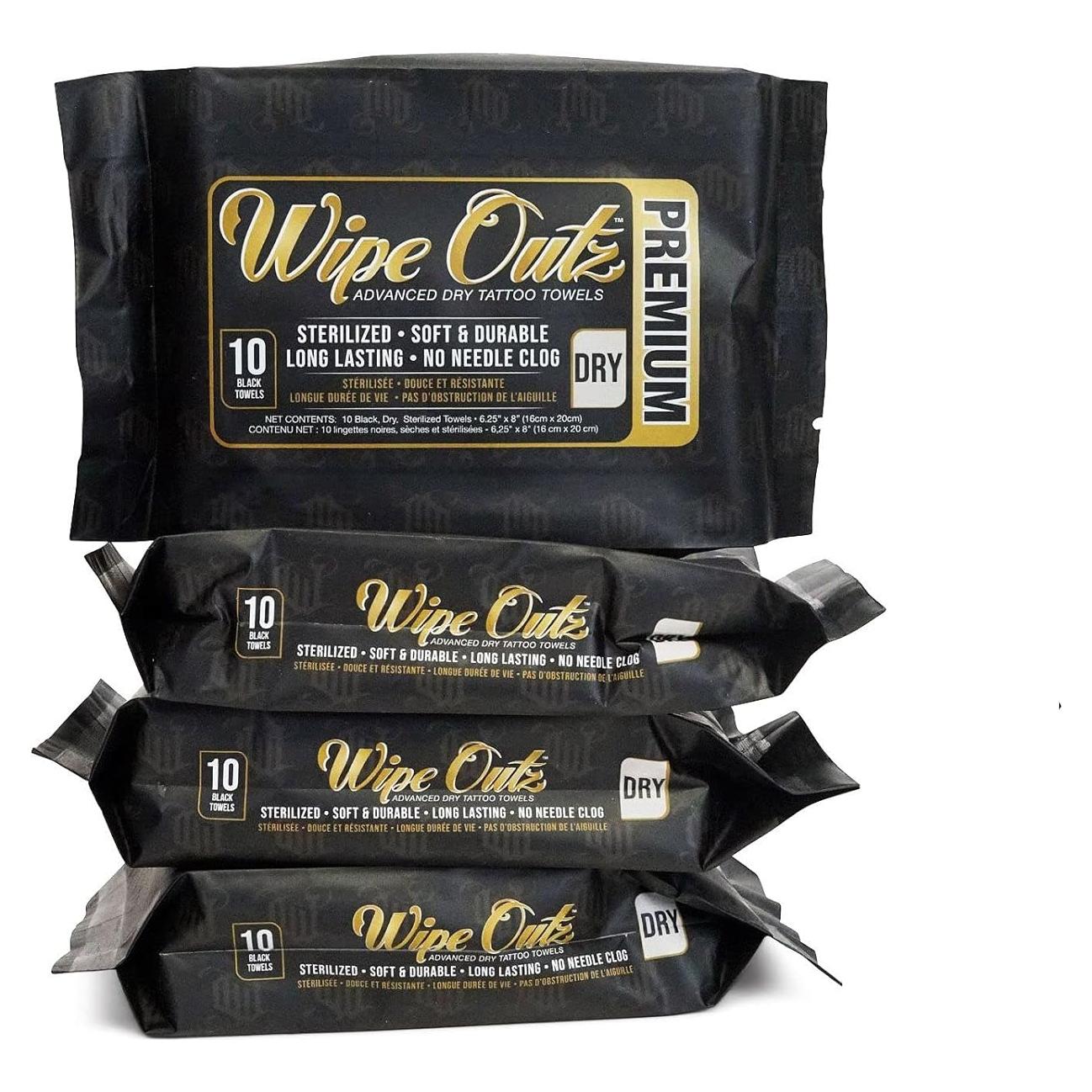 Toallas Secas para Tatuajes Wipe Outz - 40 Unidades Negras