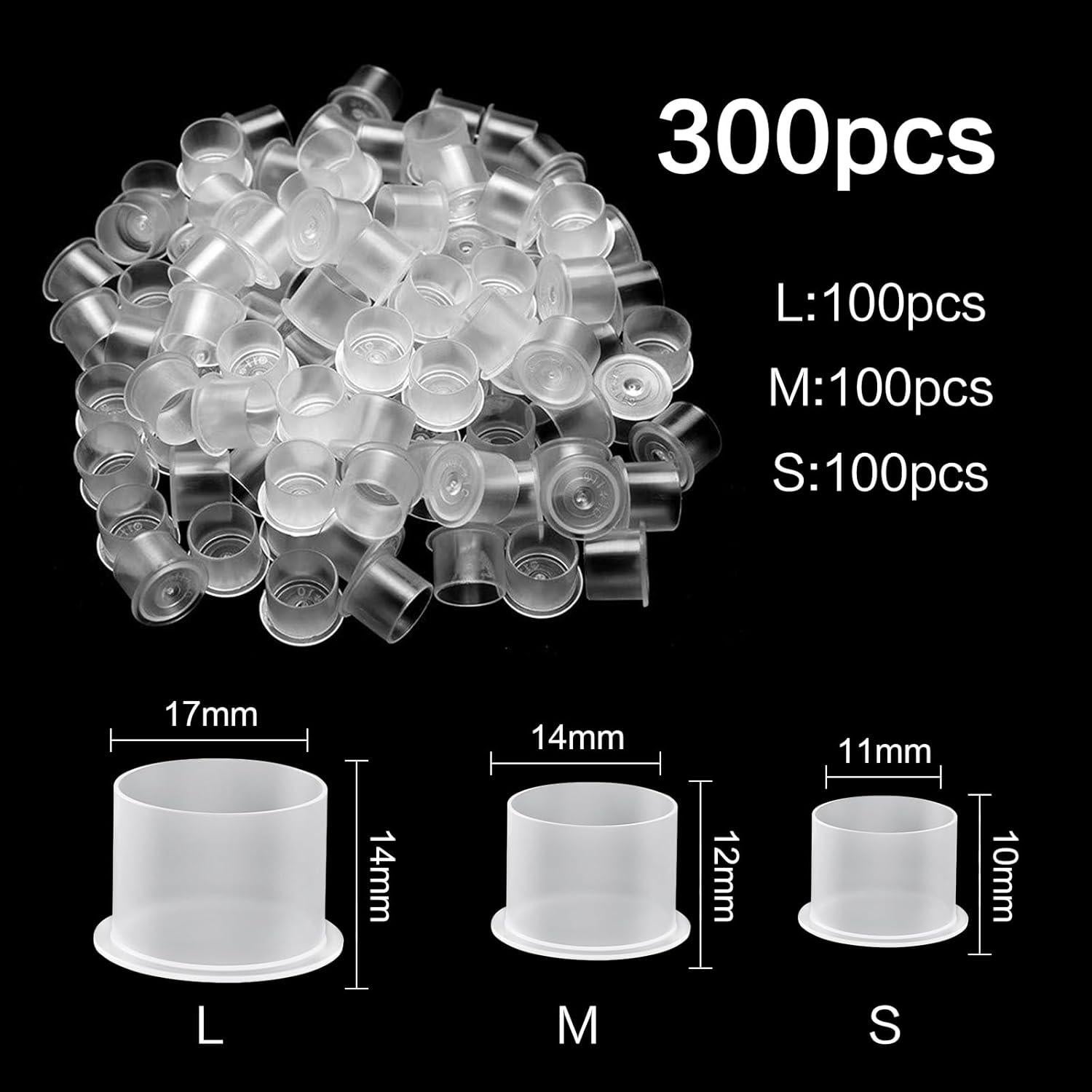Tazas de Tinta para Tatuajes Autdor 300Pcs Mezcladas 11-17mm