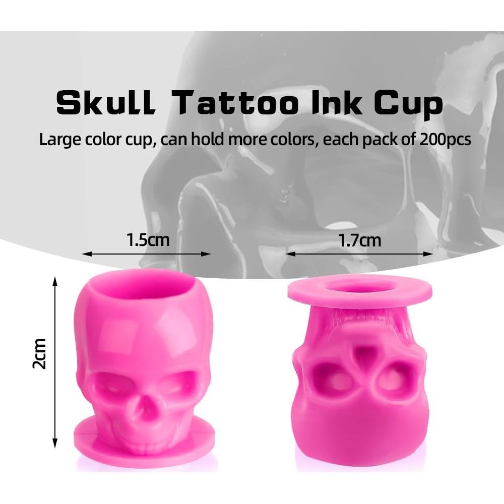 Tazas de Tinta Desechables YTATTOO Calavera Rosa 50pcs