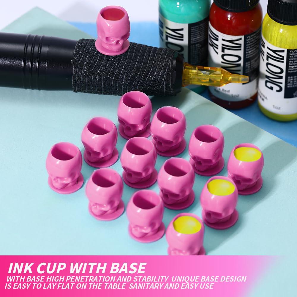 Tazas de Tinta Desechables YTATTOO Calavera Rosa 50pcs